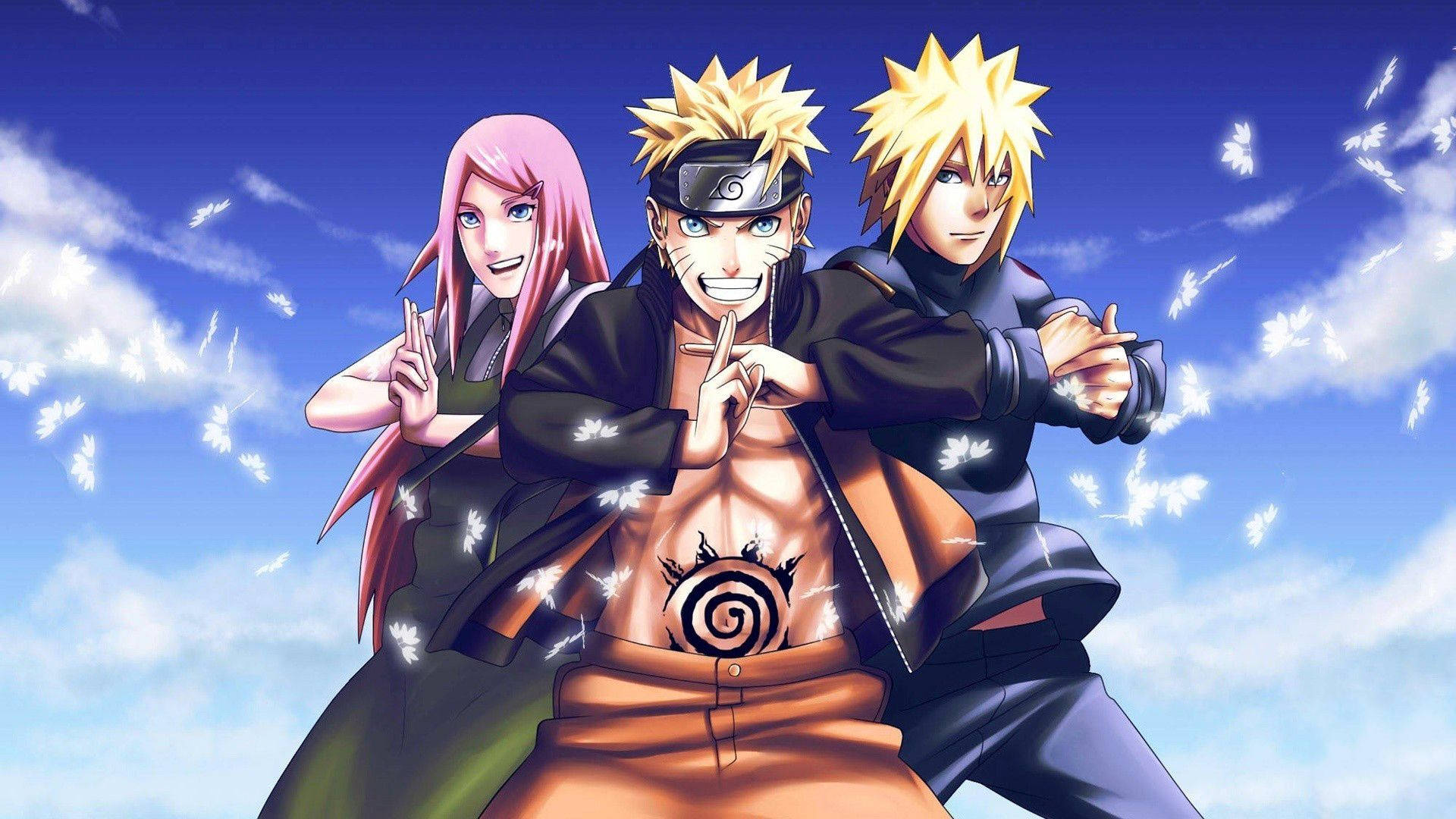 Anime Naruto cu Sakura și Minato Fundal