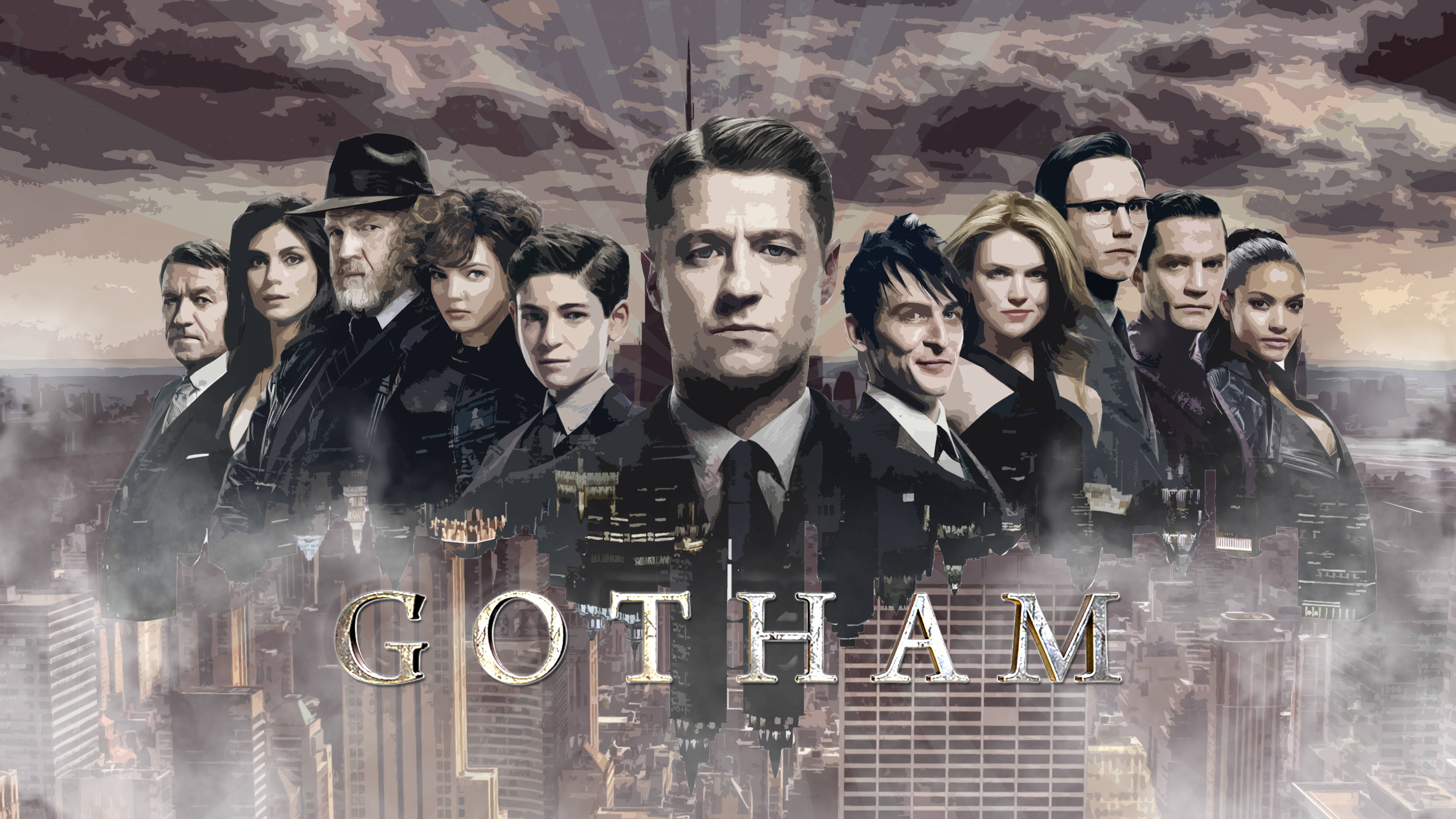 Ansamblu Gotham Estetic Maro 4K Fundal