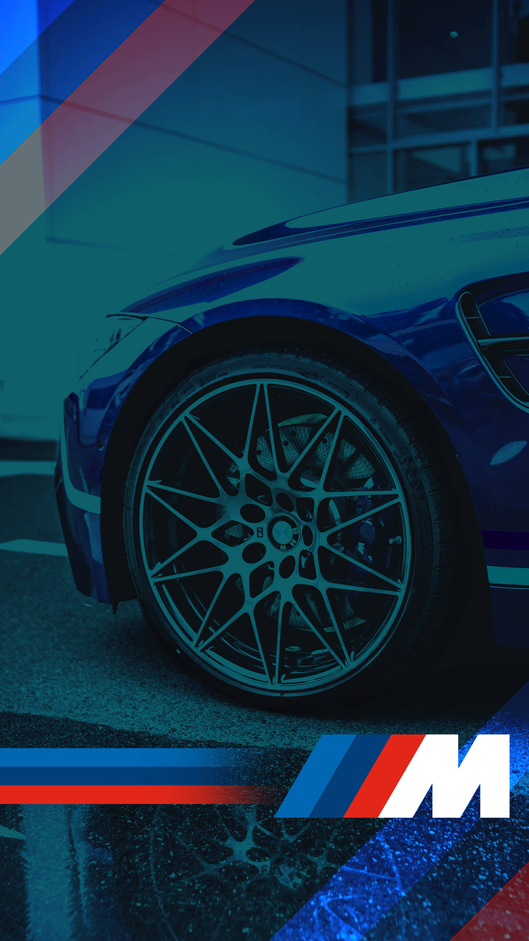 Anvelopă auto albastră cu logo BMW M Fundal