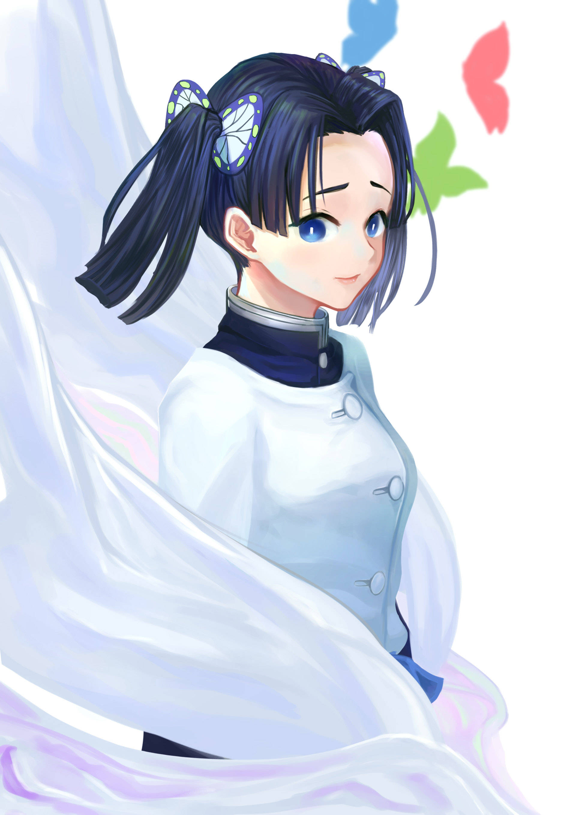 Aoi Kanzaki și Fluturii Colorati Fundal