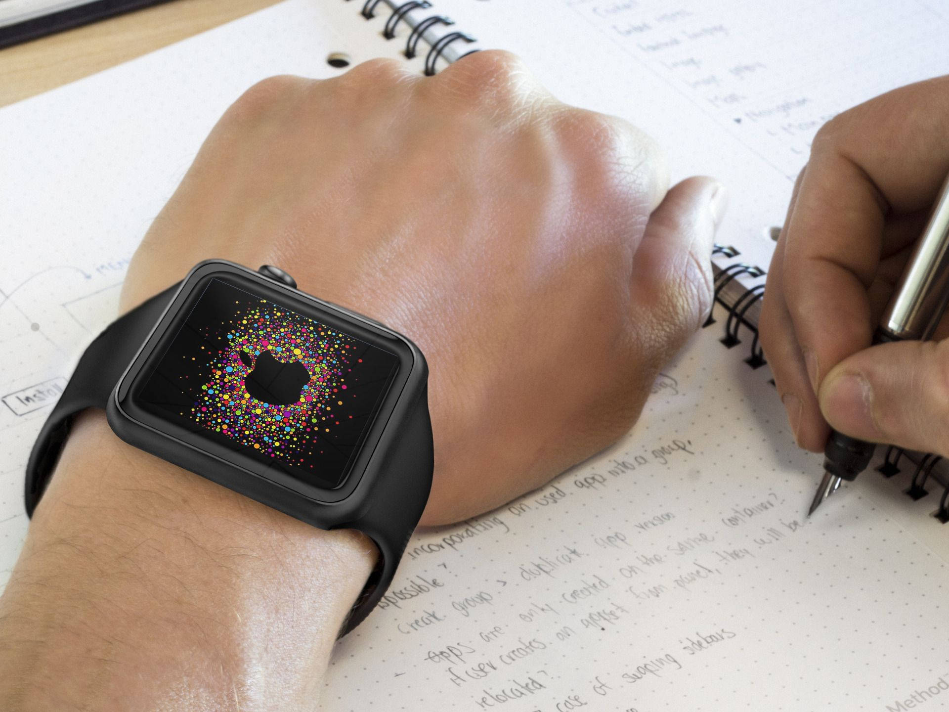 Apple Watch cu brință siliconică neagră Fundal