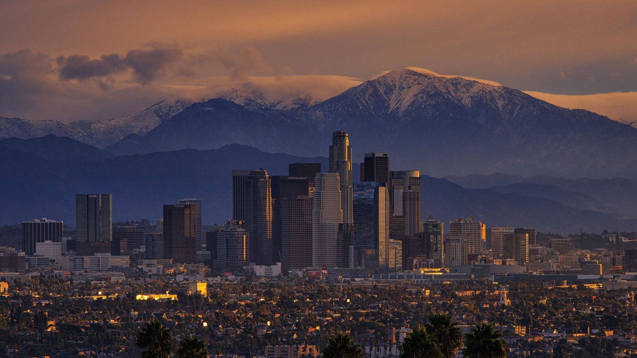 Apus de soare în Los Angeles la munte Fundal