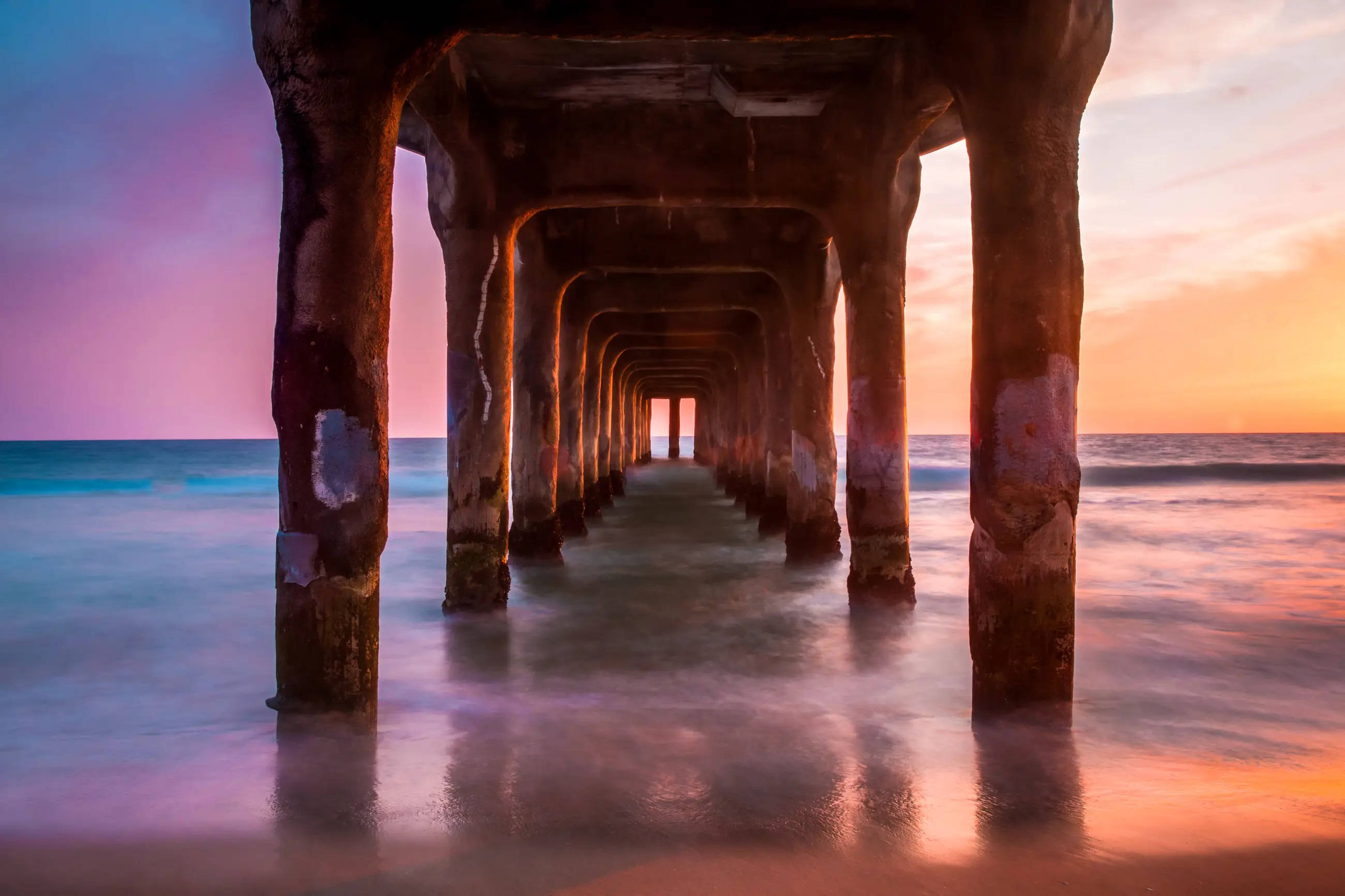 Apus de soare în Manhattan Beach, Los Angeles Fundal