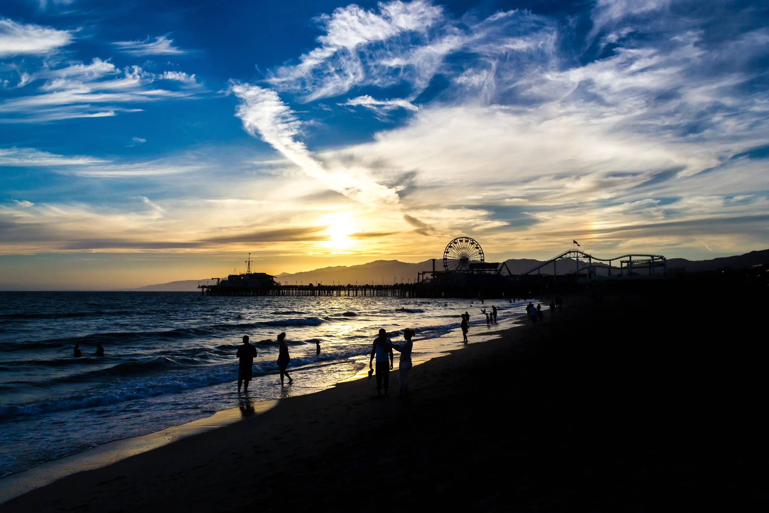 Apus de soare în Sta. Monica, Los Angeles Fundal