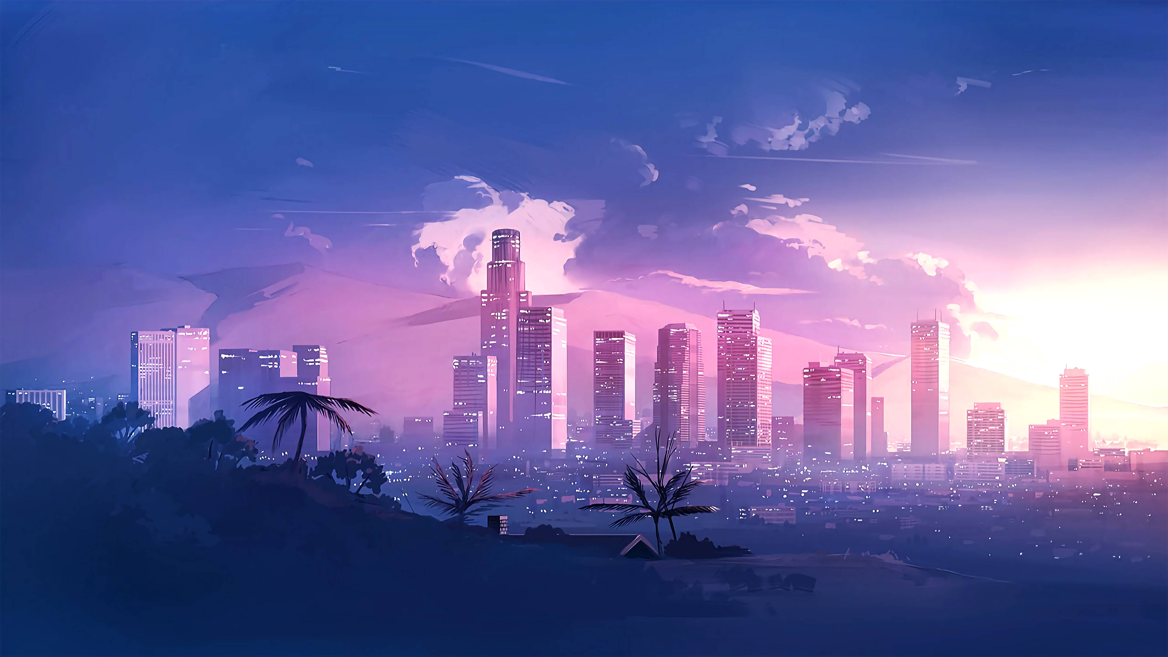 Apus de soare în Los Angeles - Artă digitală Fundal