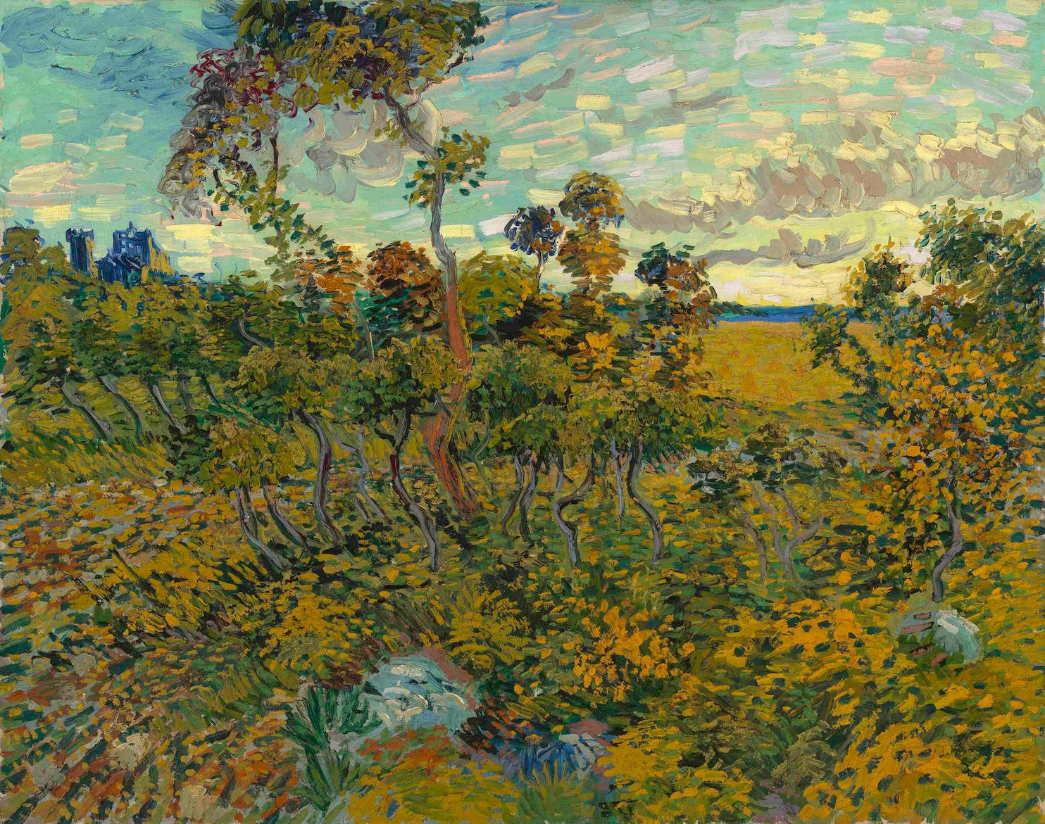 Apus la Montmajour Muzeul Van Gogh Fundal