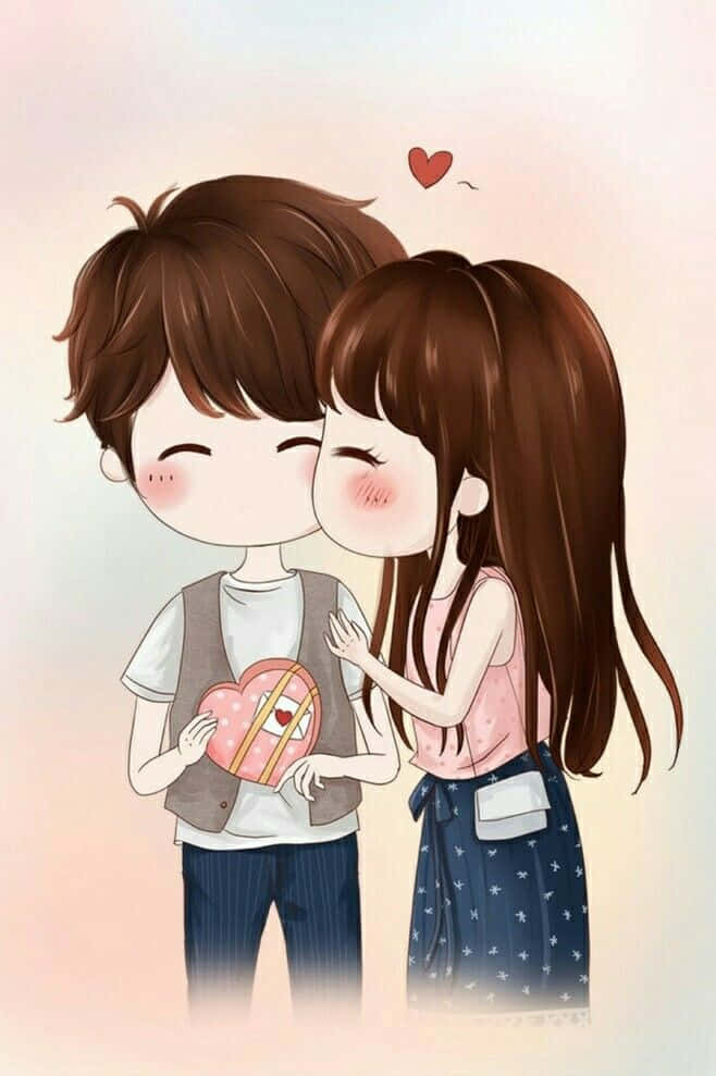 Apus romantic - Îmbrățișare de cuplu anime Fundal