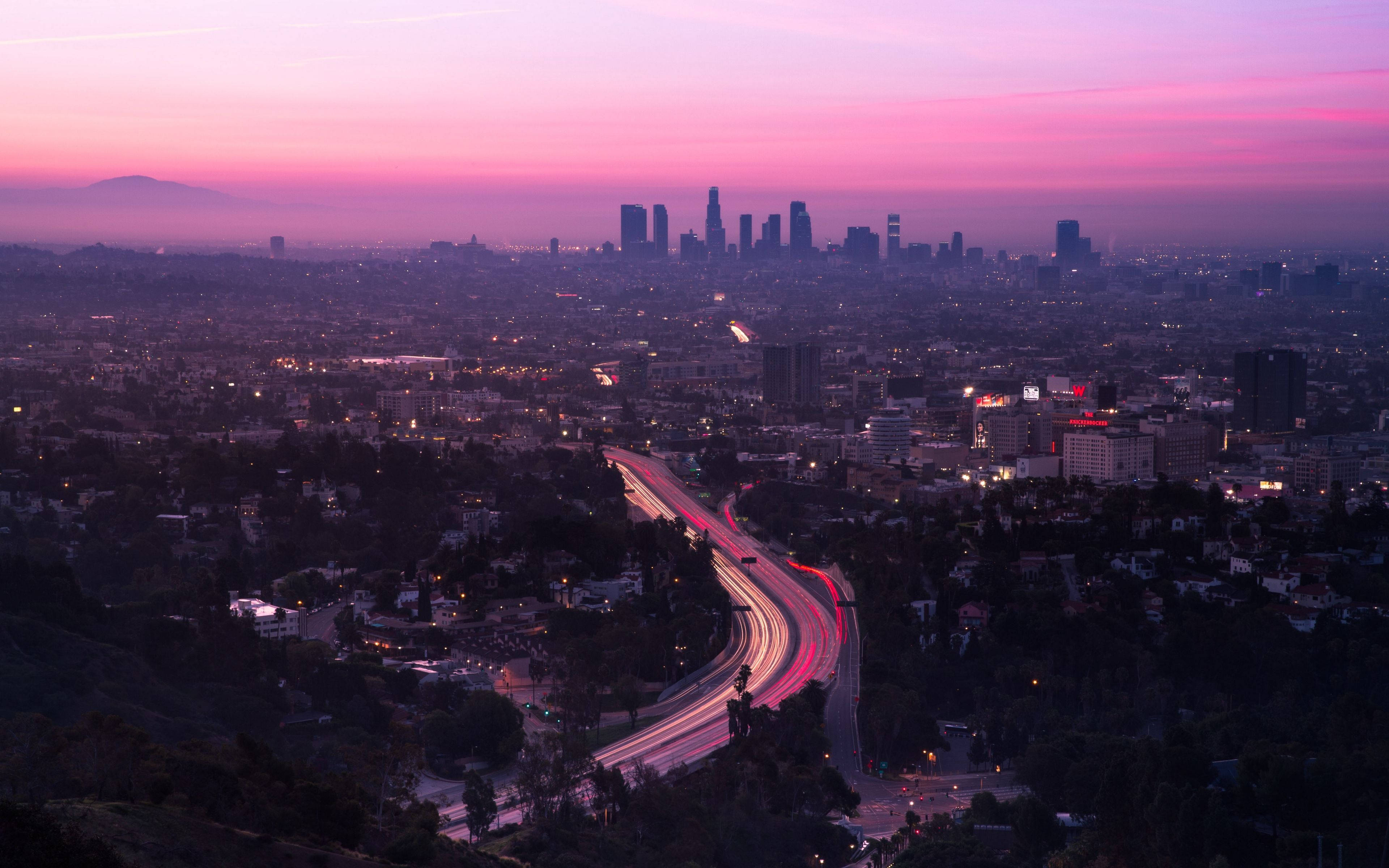 Apus roz estetic în Los Angeles Fundal