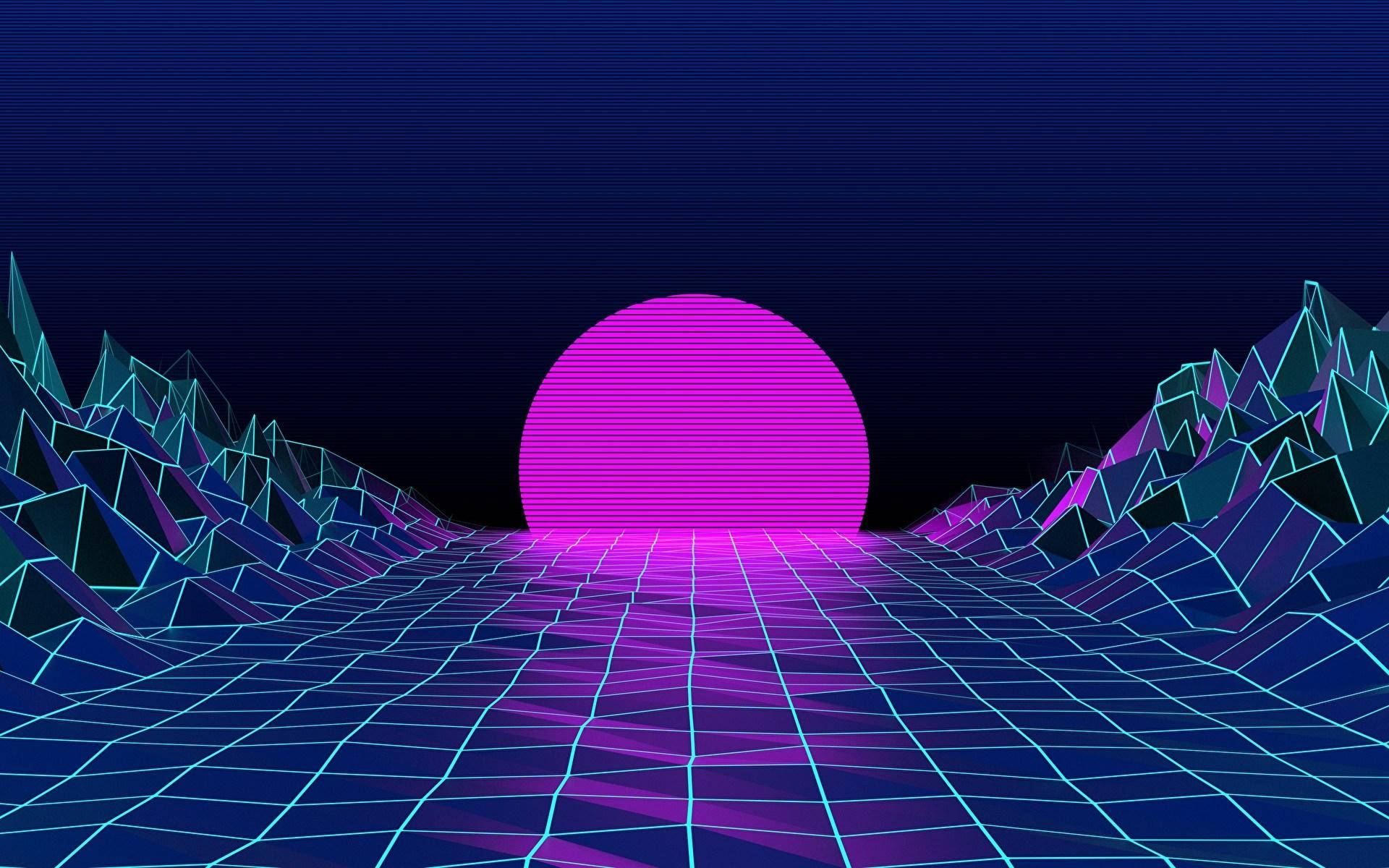 Apus vaporwave estetic pentru laptop Fundal