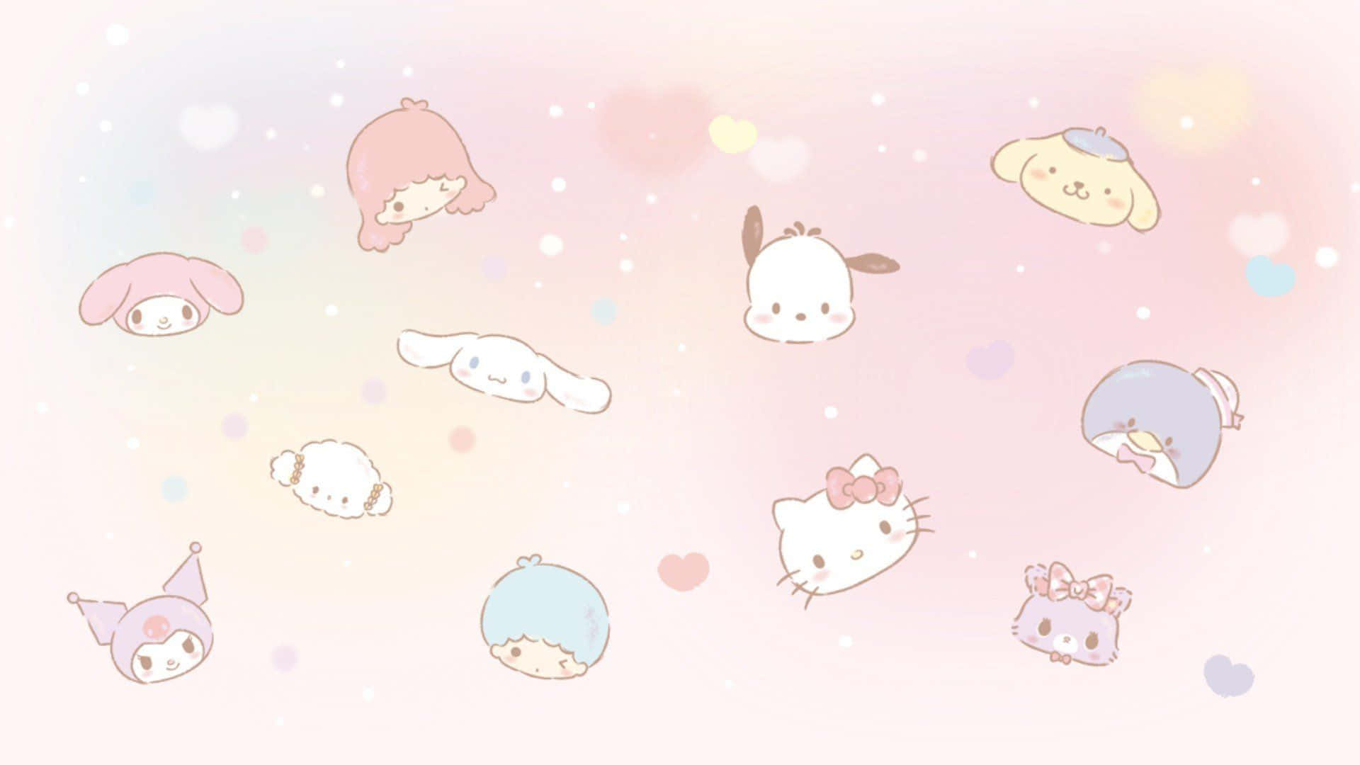 Arată-ți spiritul Sanrio cu acest fundal de ecran vesel și colorat Fundal