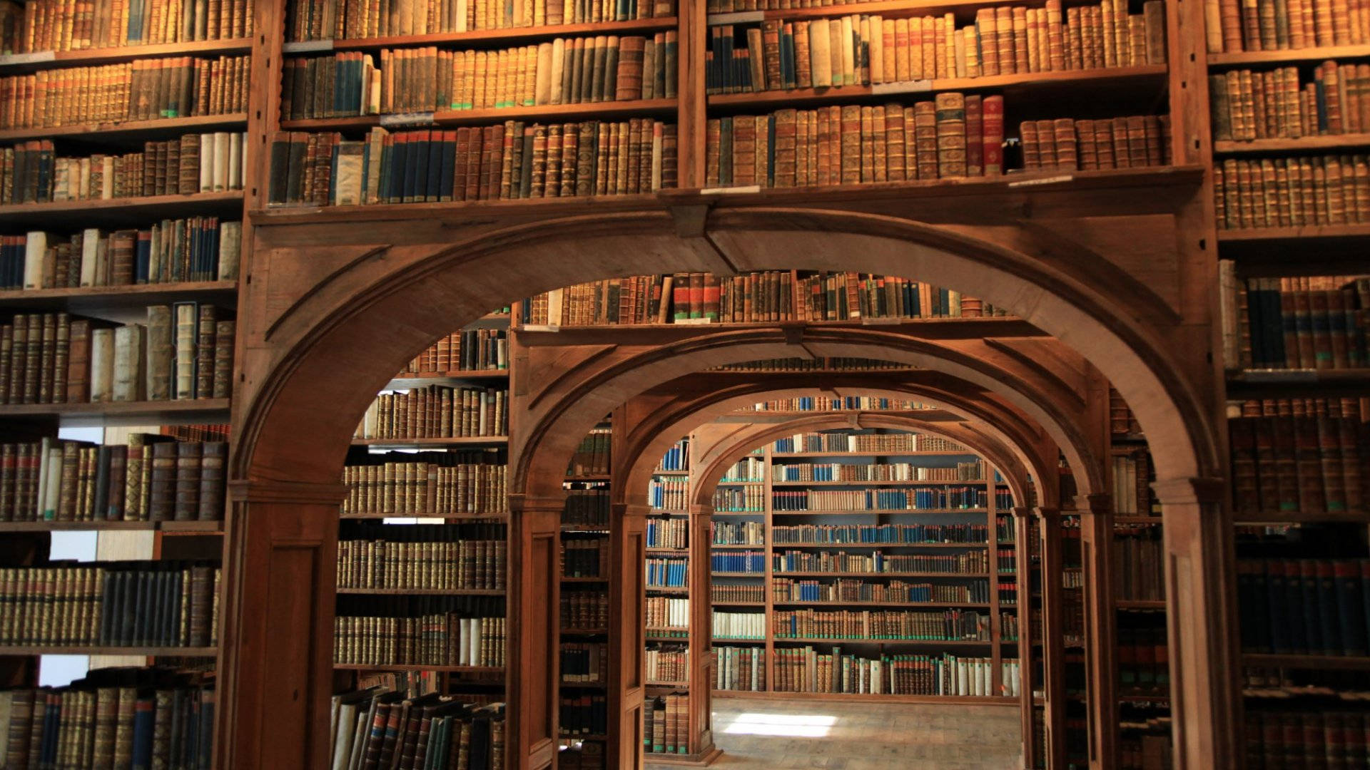Arcade bibliotecă Dark Academia pentru desktop Fundal