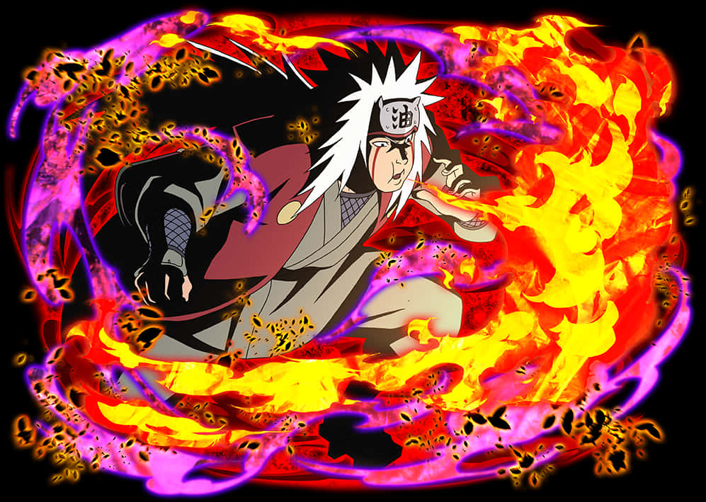 Arta anime cu Jiraiya și tehnica focului — Anime estetic GIF Fundal