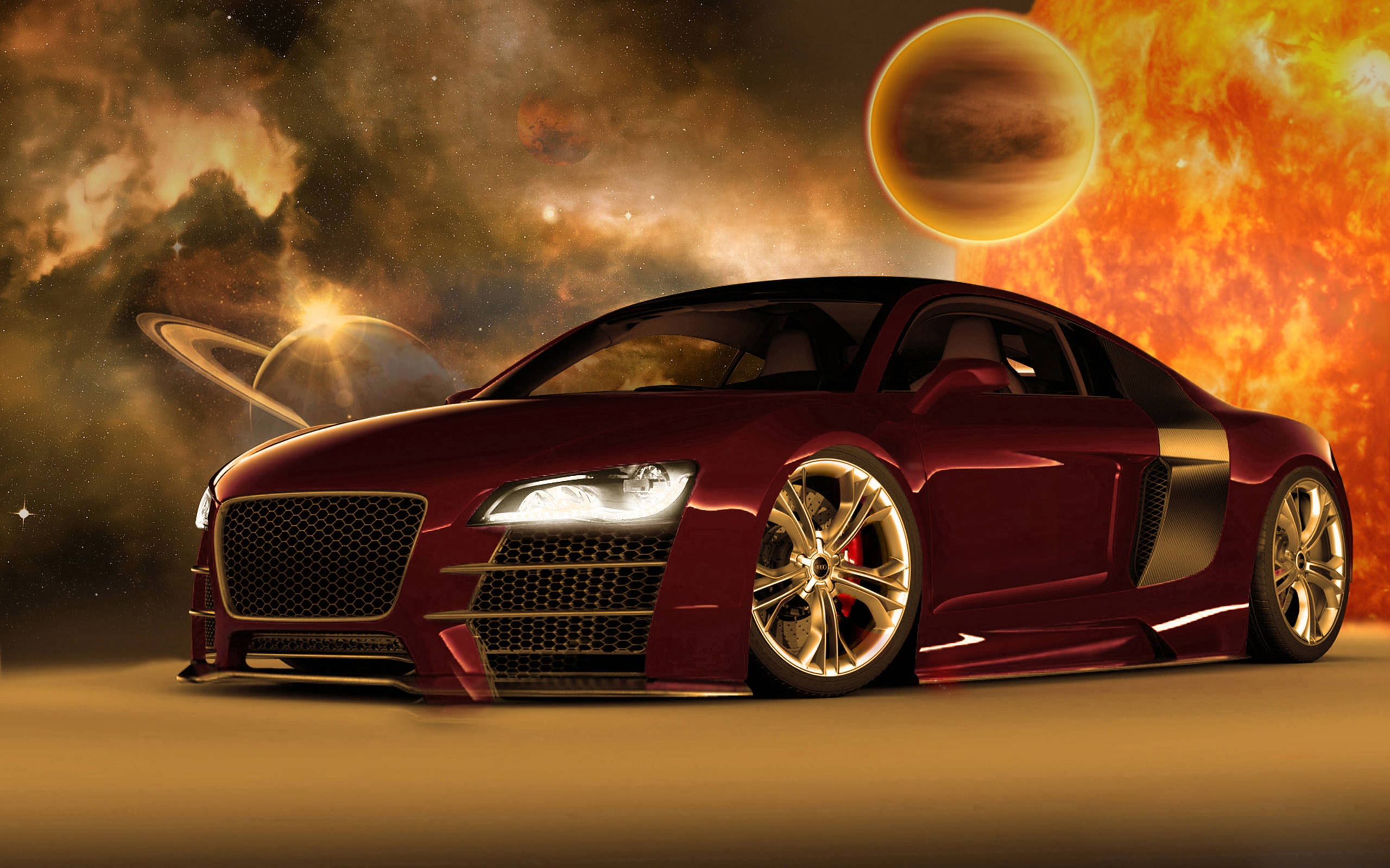 Artă Audi Roșu Mașină Cool Fundal