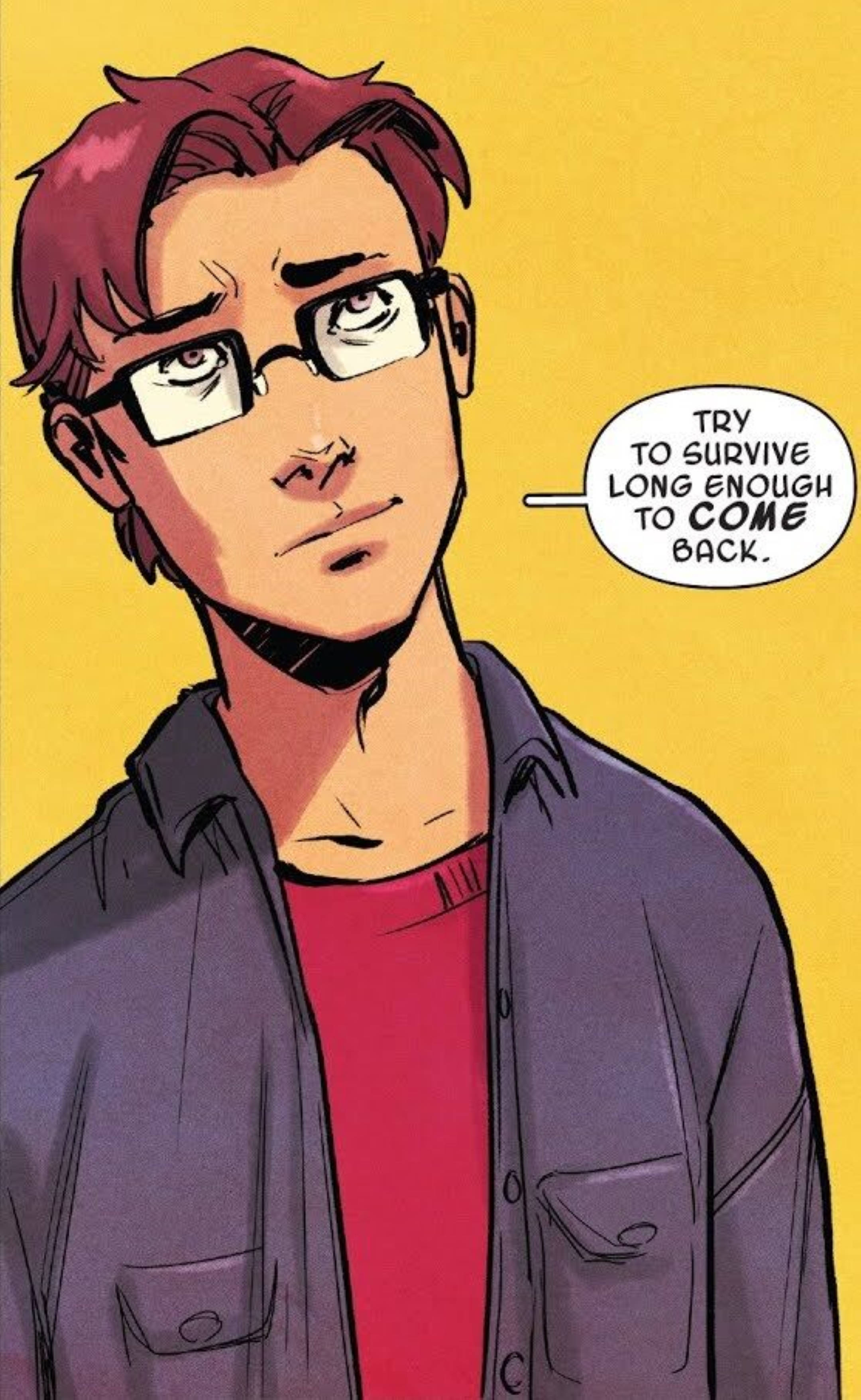 Artă Comică Peter Parker cu Păr Roșu Fundal
