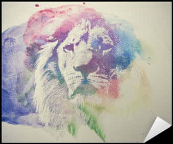 Artă cu leu acuarelă colorată Fundal