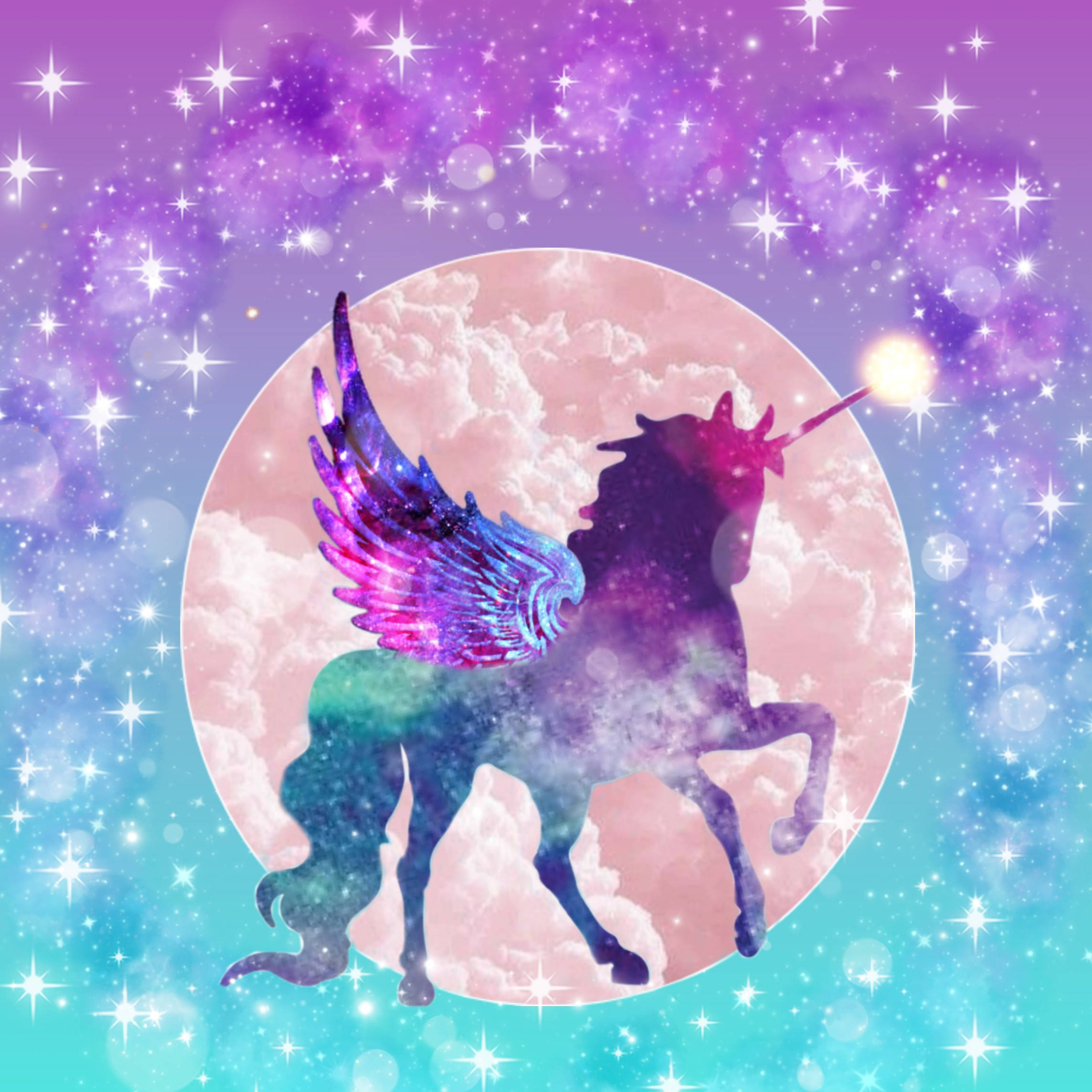 Artă cu siluetă de unicorn galactic magic Fundal
