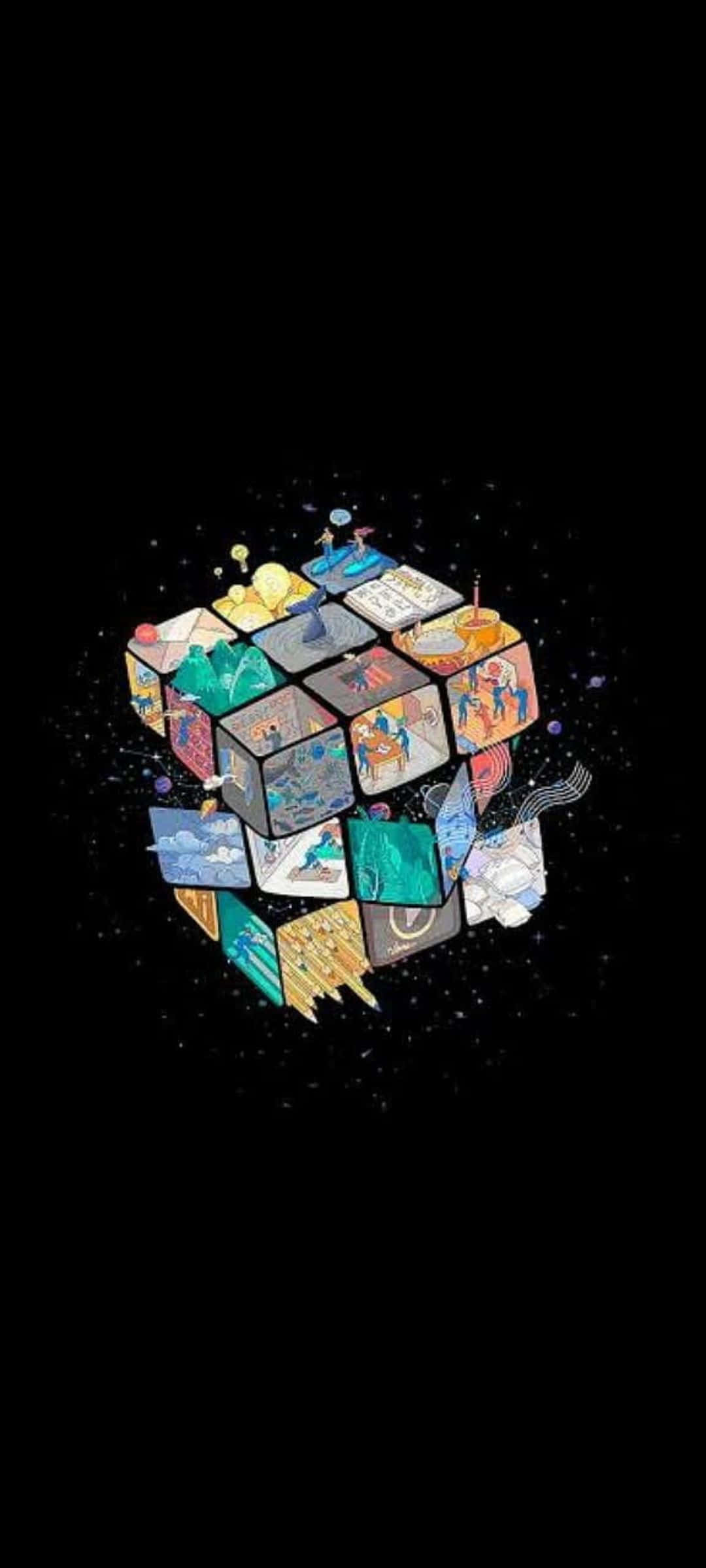 Artă Cub Rubik Cosmic Fundal