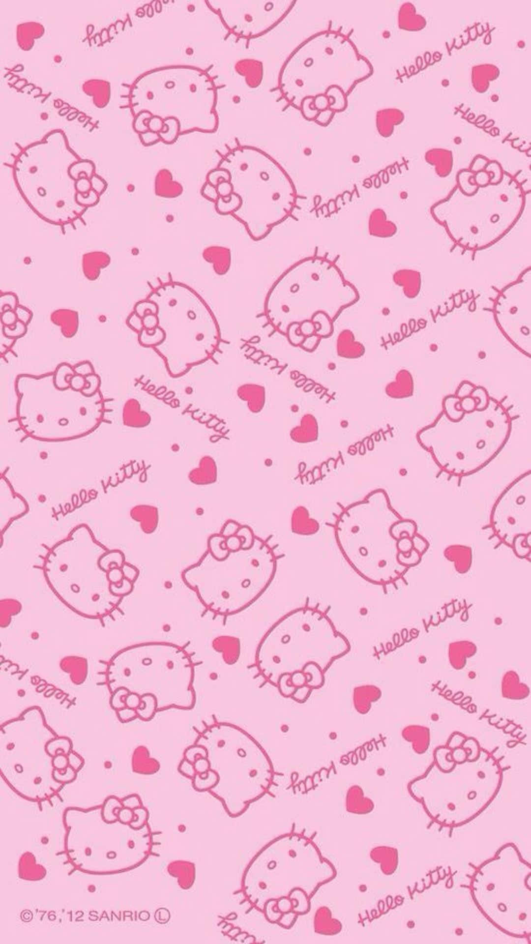 Arta de fundal drăguță cu Hello Kitty roz și inimioare Fundal