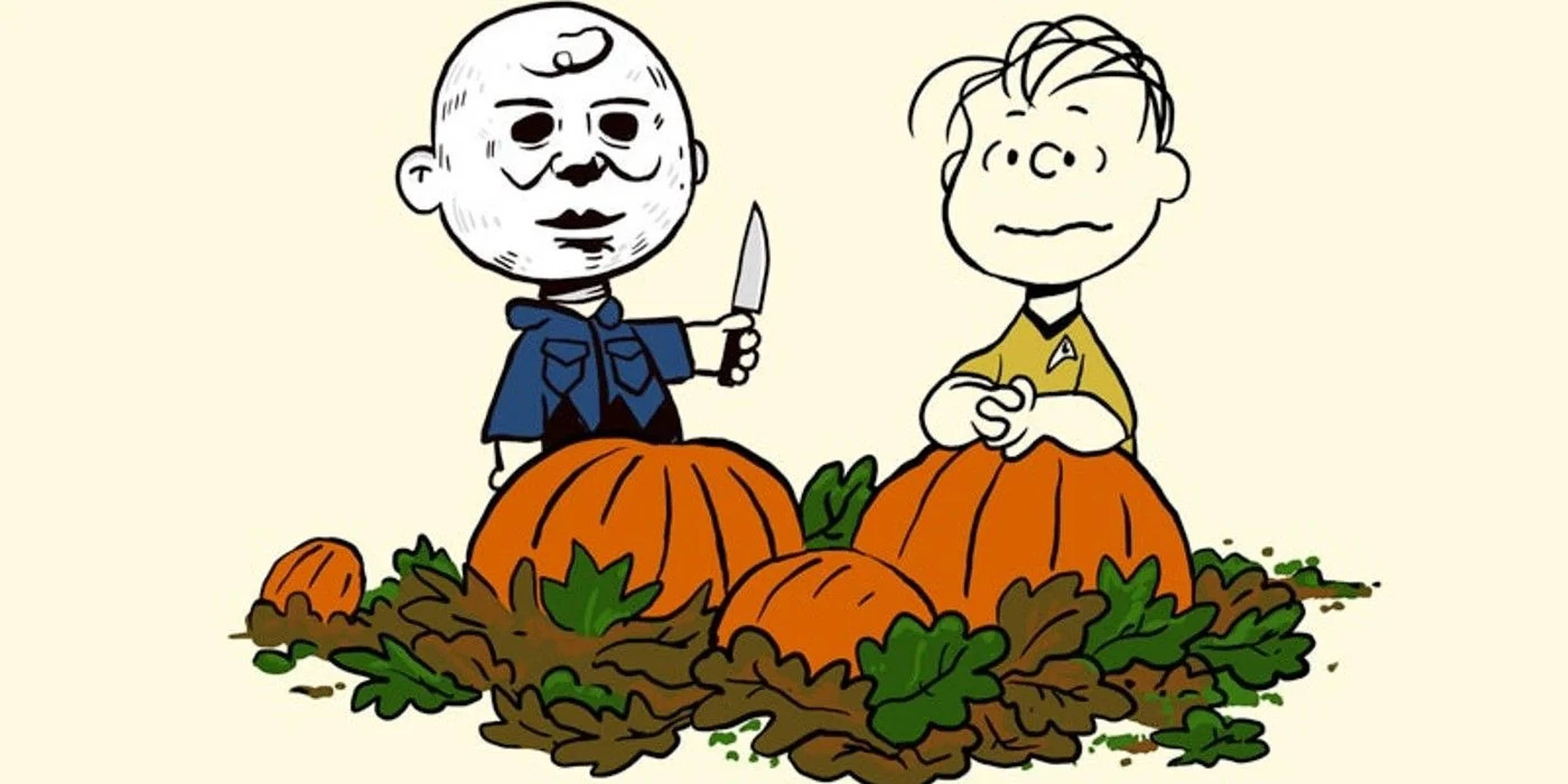 Artă de Halloween cu Charlie Brown și Linus Fundal