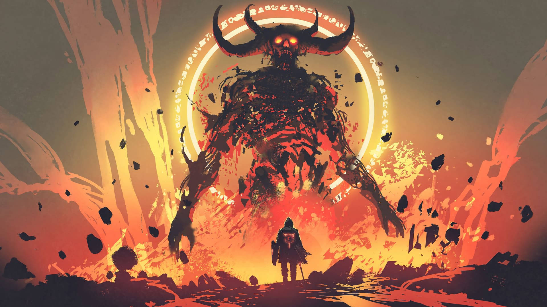 Artă Digitală Cool cu Demon Fundal