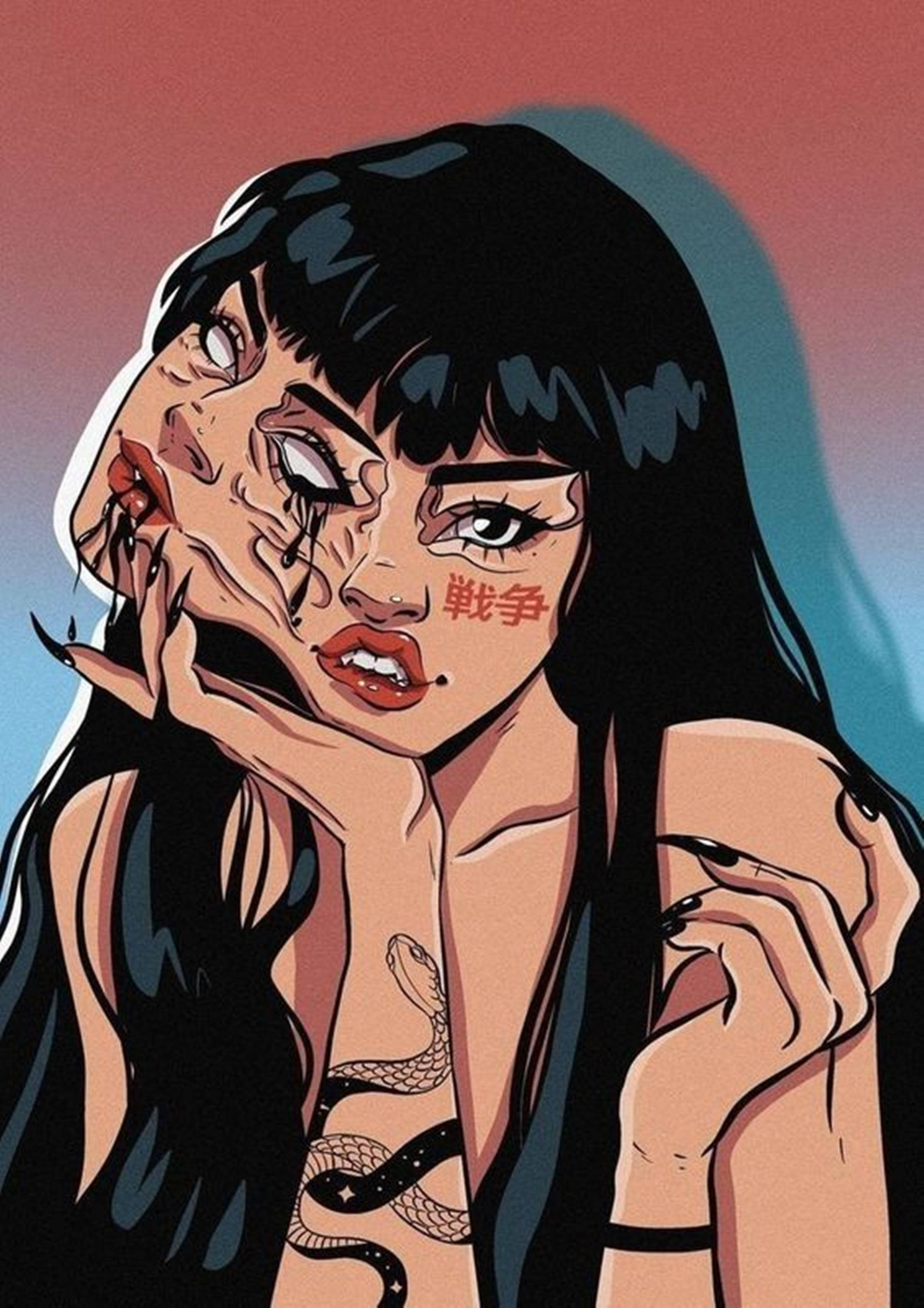 Artă digitală cool și unică cu estetică grunge pentru PFP Fundal