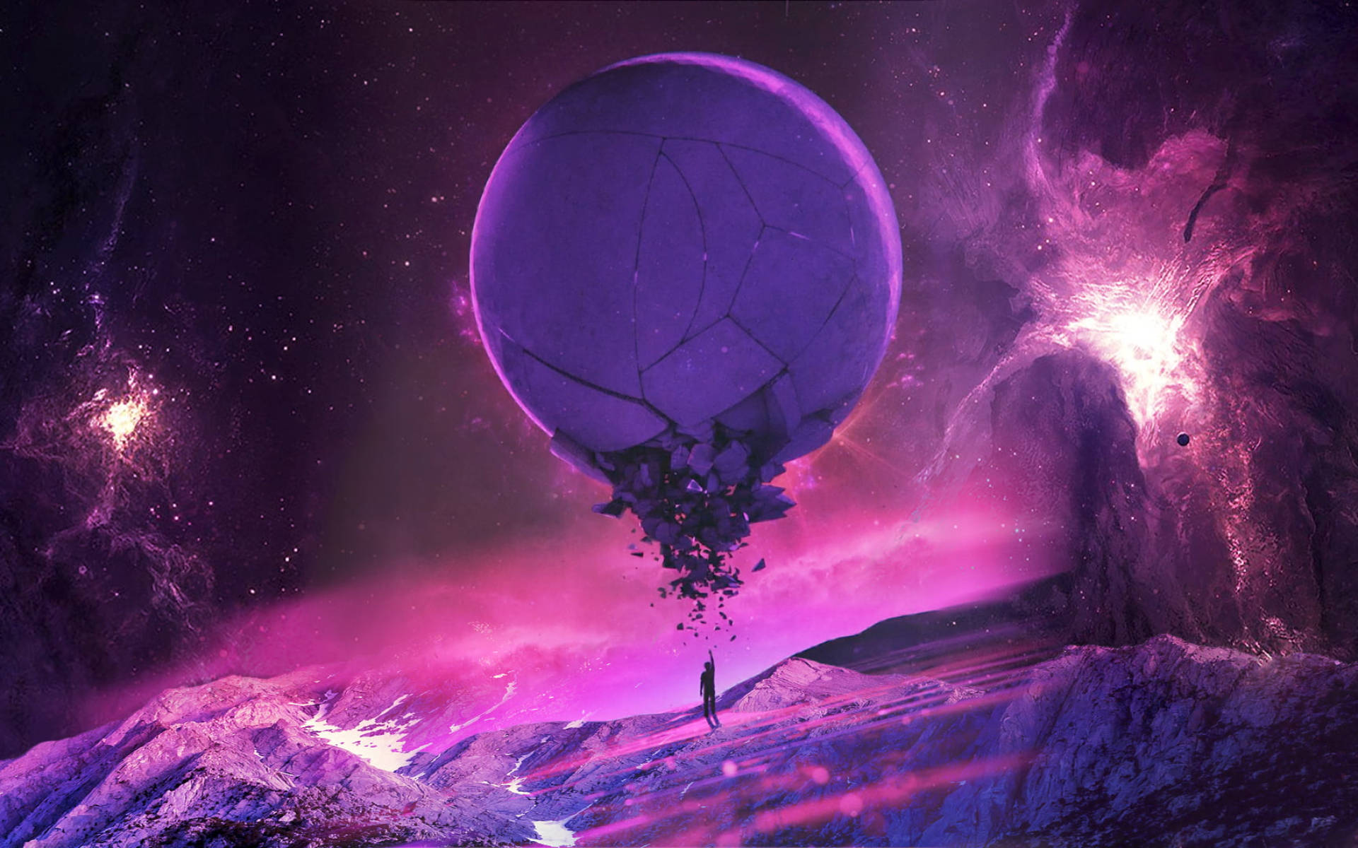Artă Digitală cu Lună Galactică Tremurândă Fundal