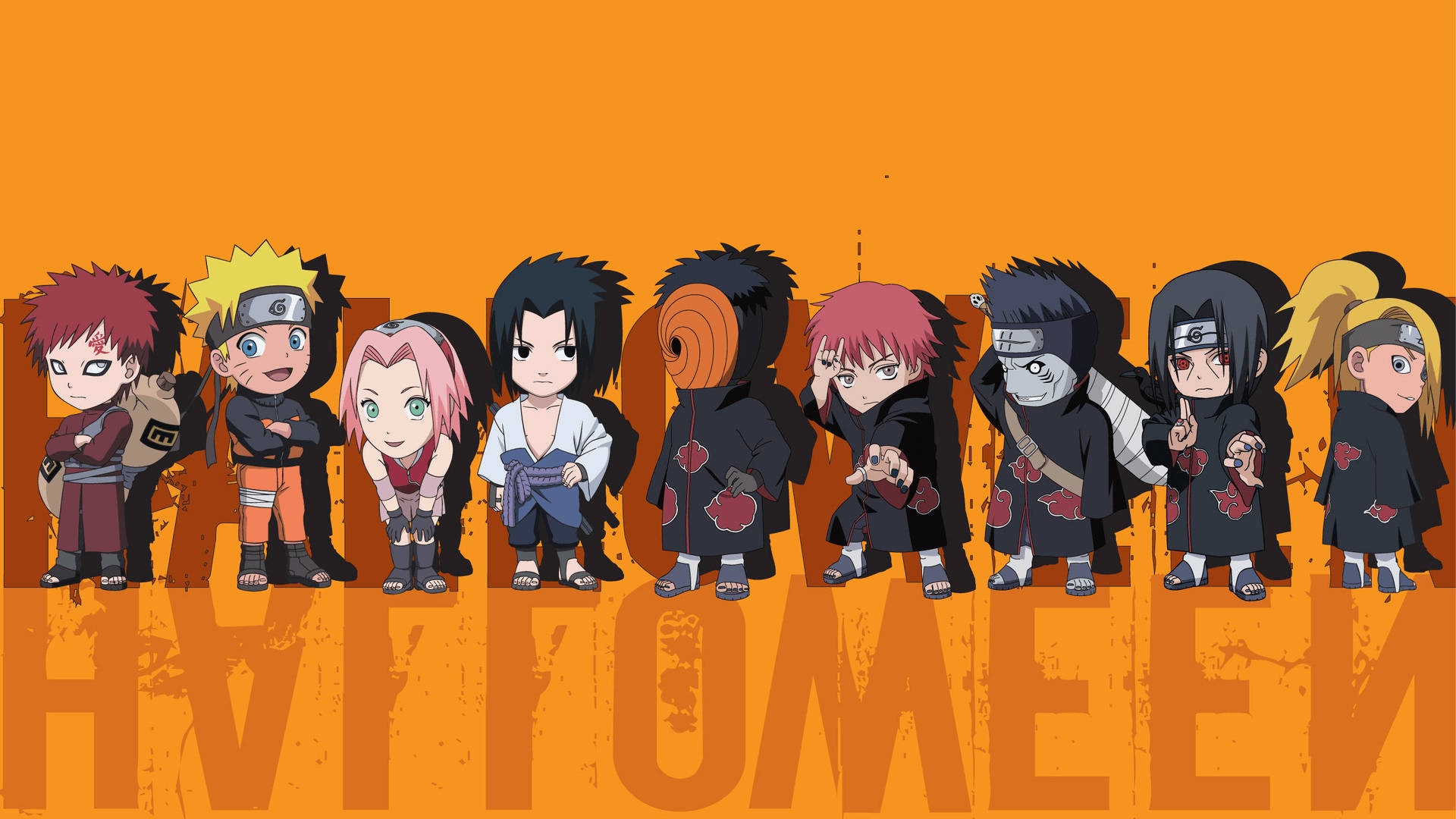 Artă drăguță Naruto de Halloween Fundal