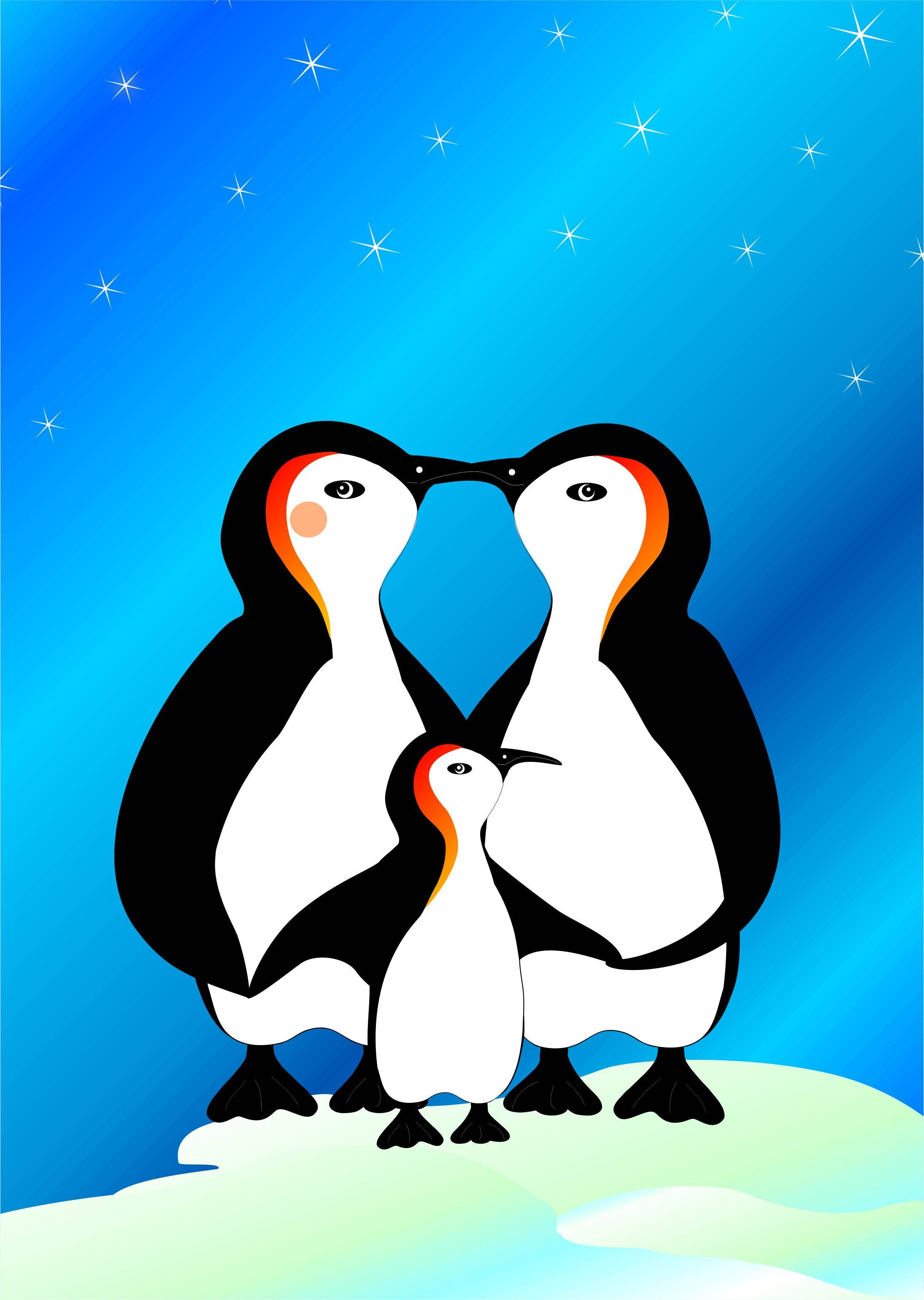 Artă cu familia de pinguini Fundal