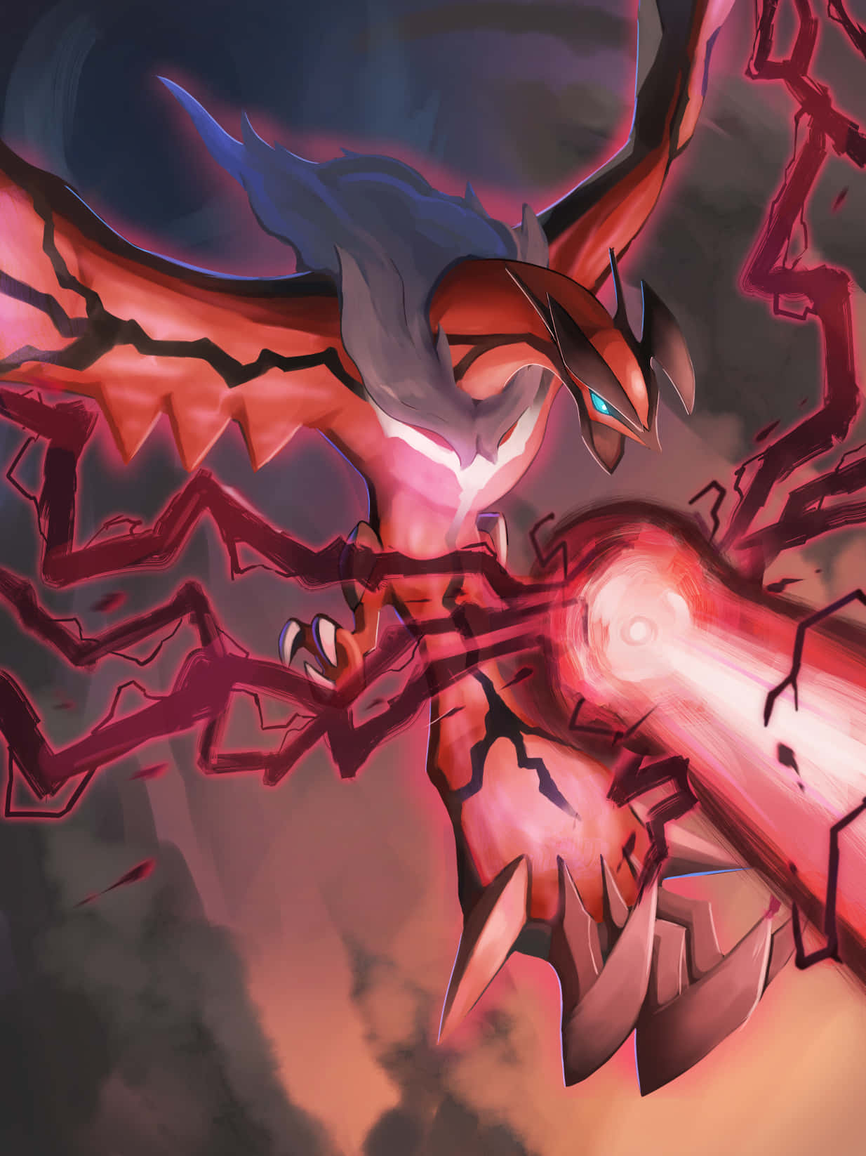 Arta fană a legendarului Pokemon Yveltal Fundal
