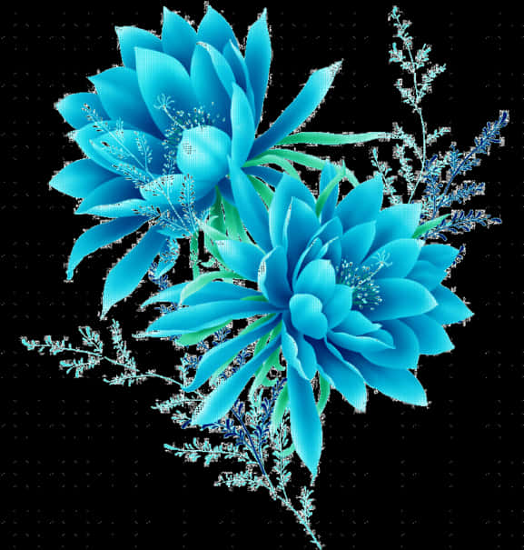 Artă florală albastră vibrantă Fundal