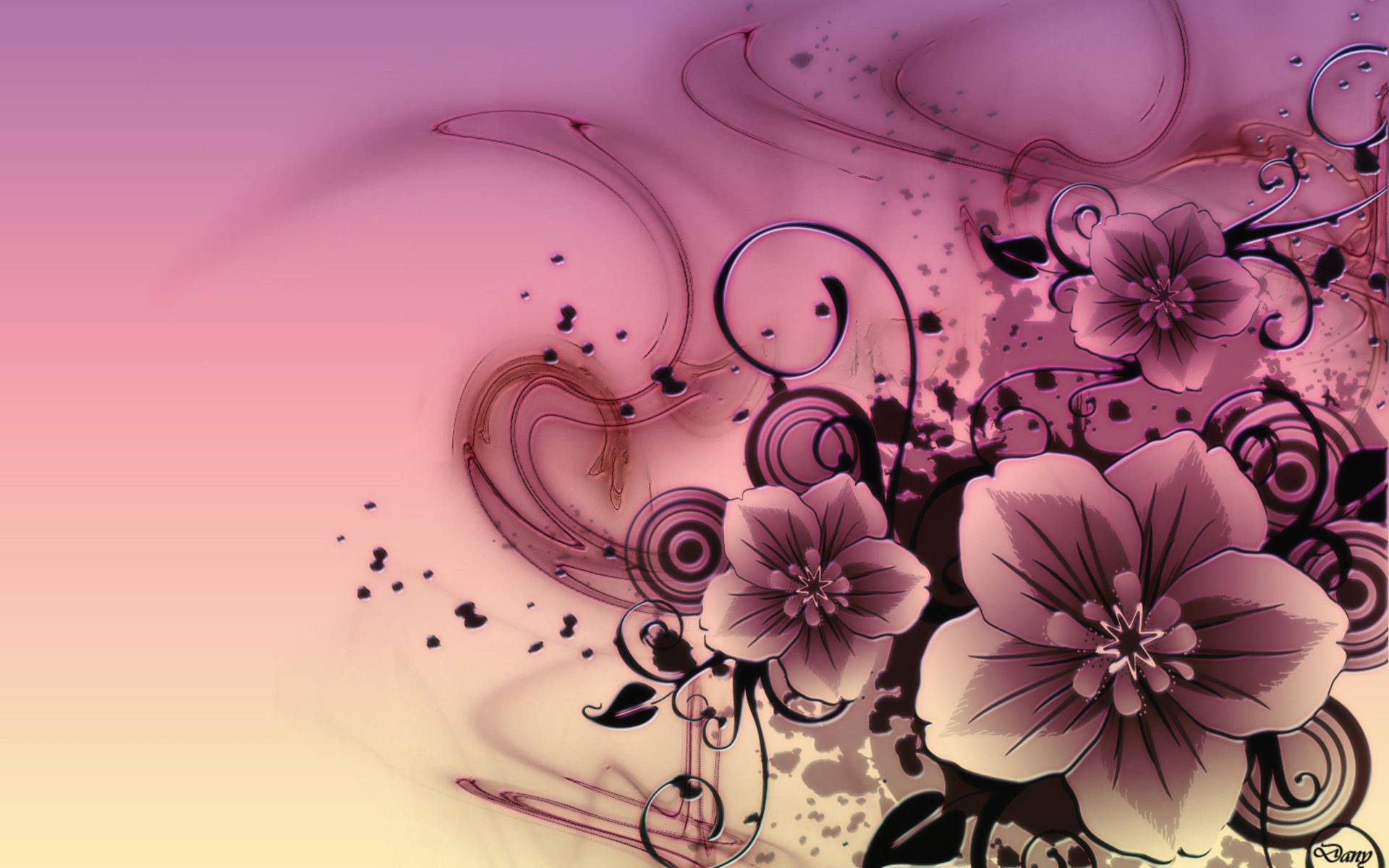 Artă Florală Simplă — Roz estetic GIF Fundal