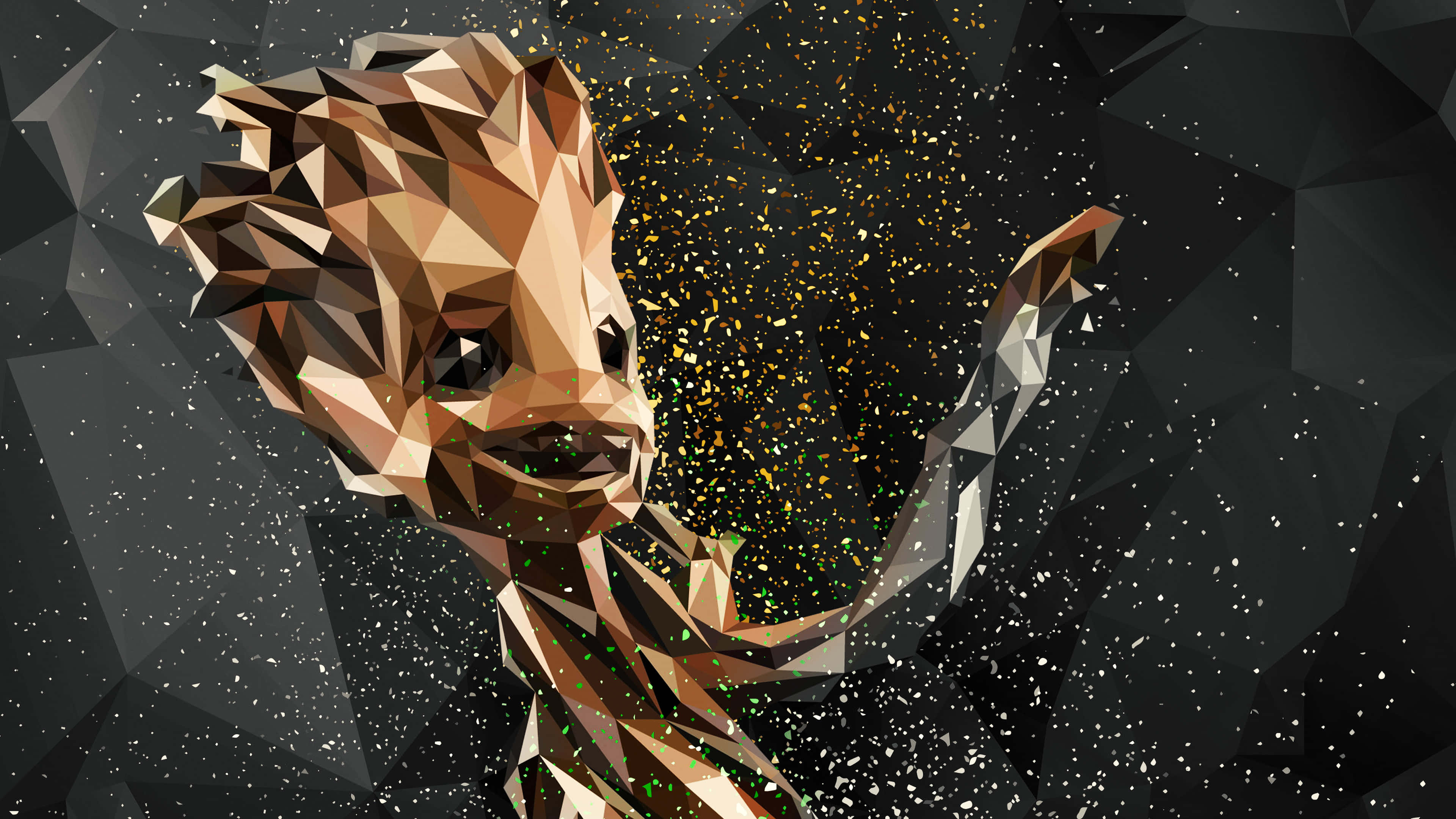 Artă geometrică cool cu Baby Groot Fundal