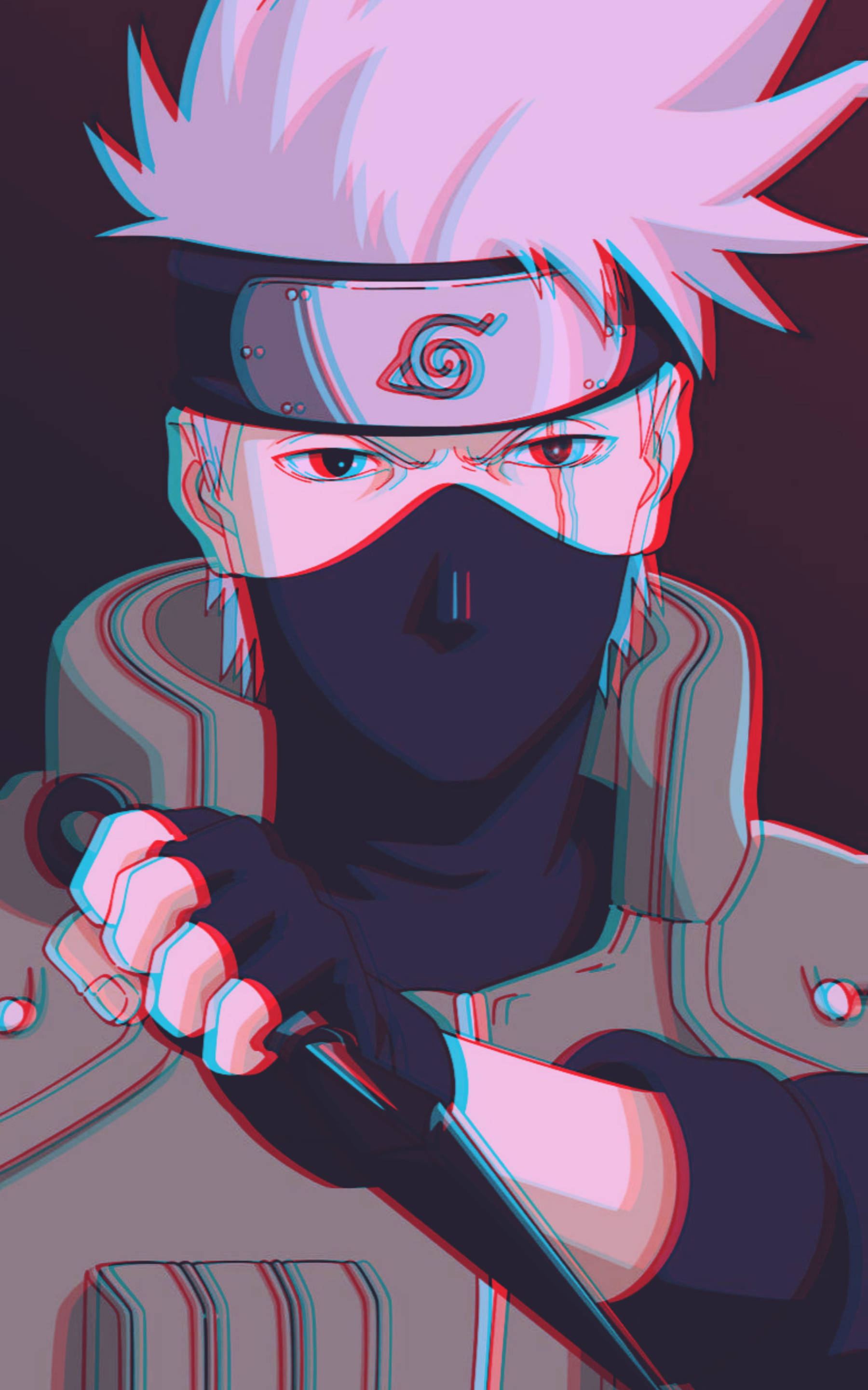 Artă Glitch Cool cu Kakashi Fundal