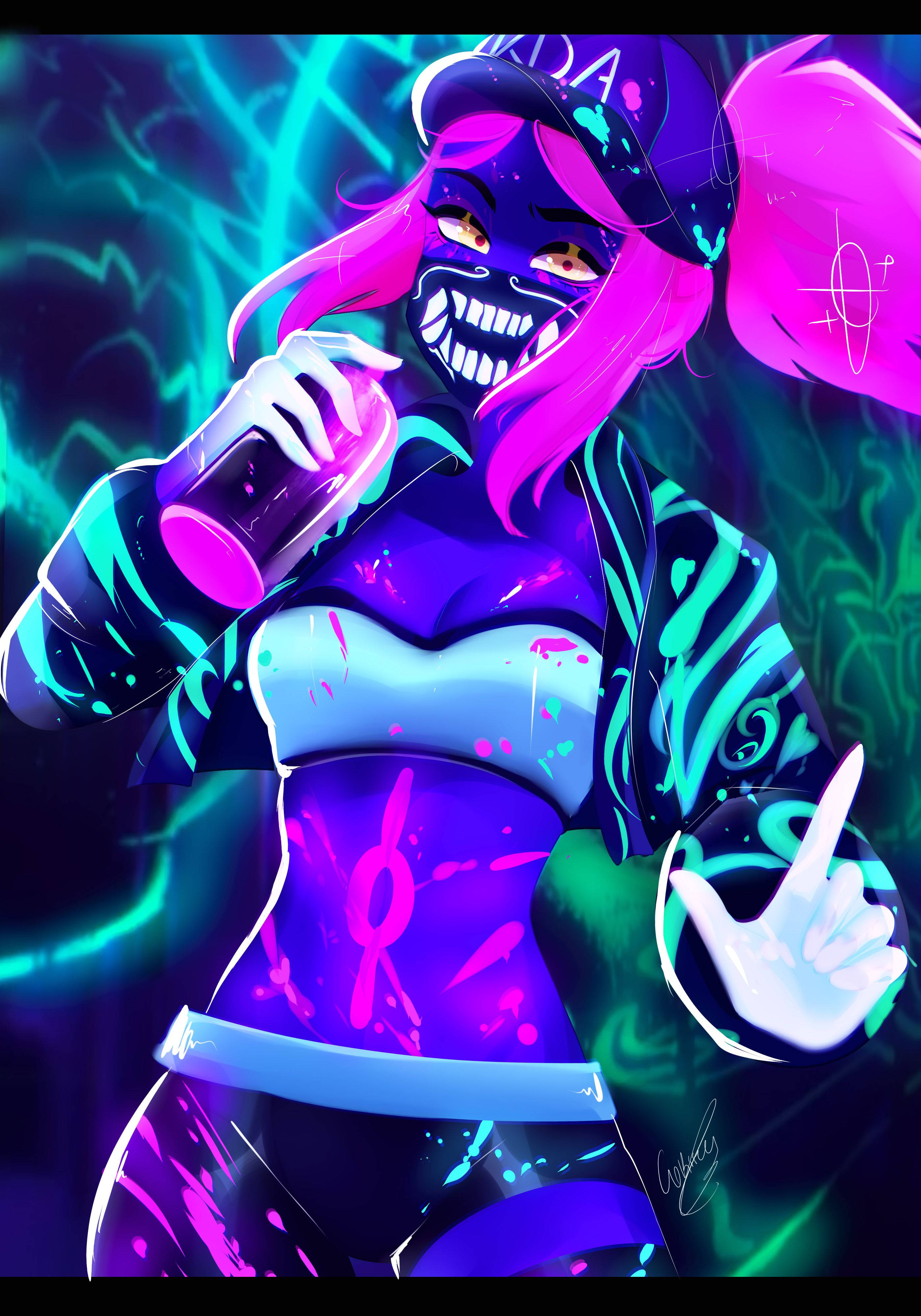Grafică Artistică LoL KDA Akali Fundal