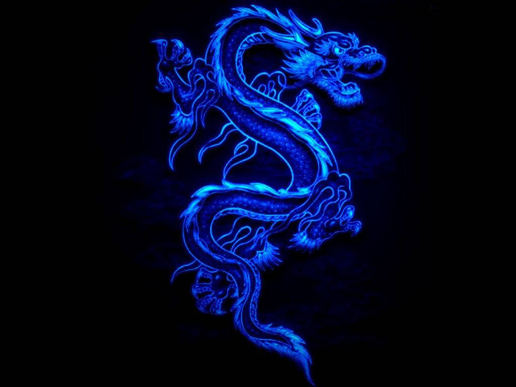 Artă japoneză cu dragon albastru strălucitor Fundal