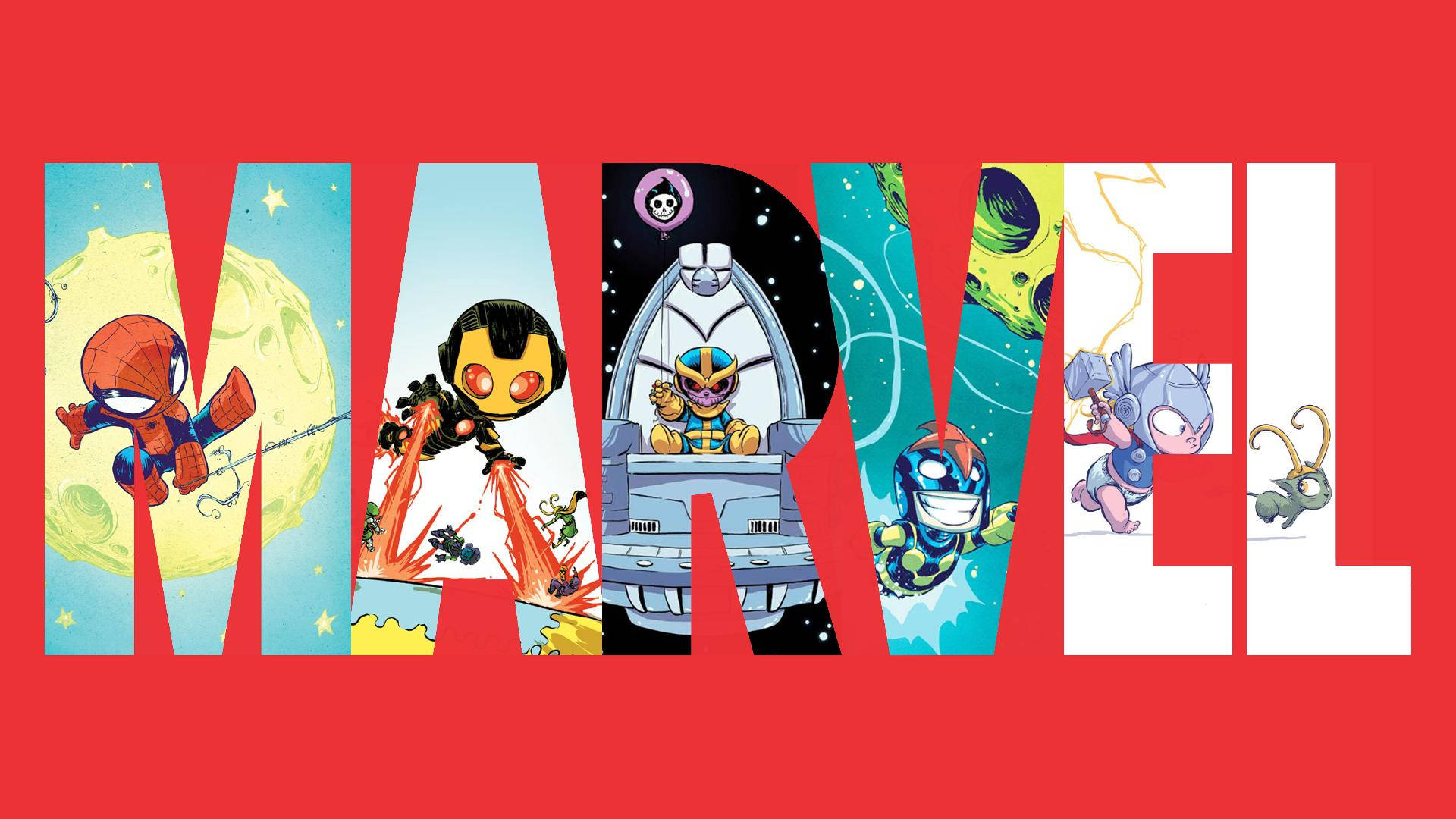 Artă Marvel drăguță în logo Fundal