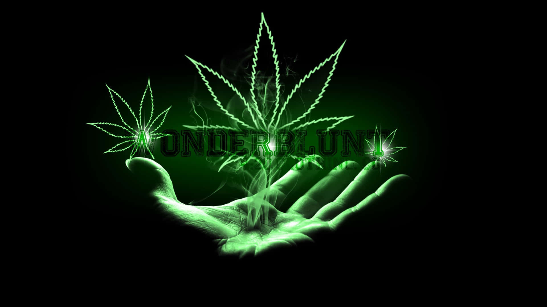 Artă Neon cu Frunze de Ganja Fundal