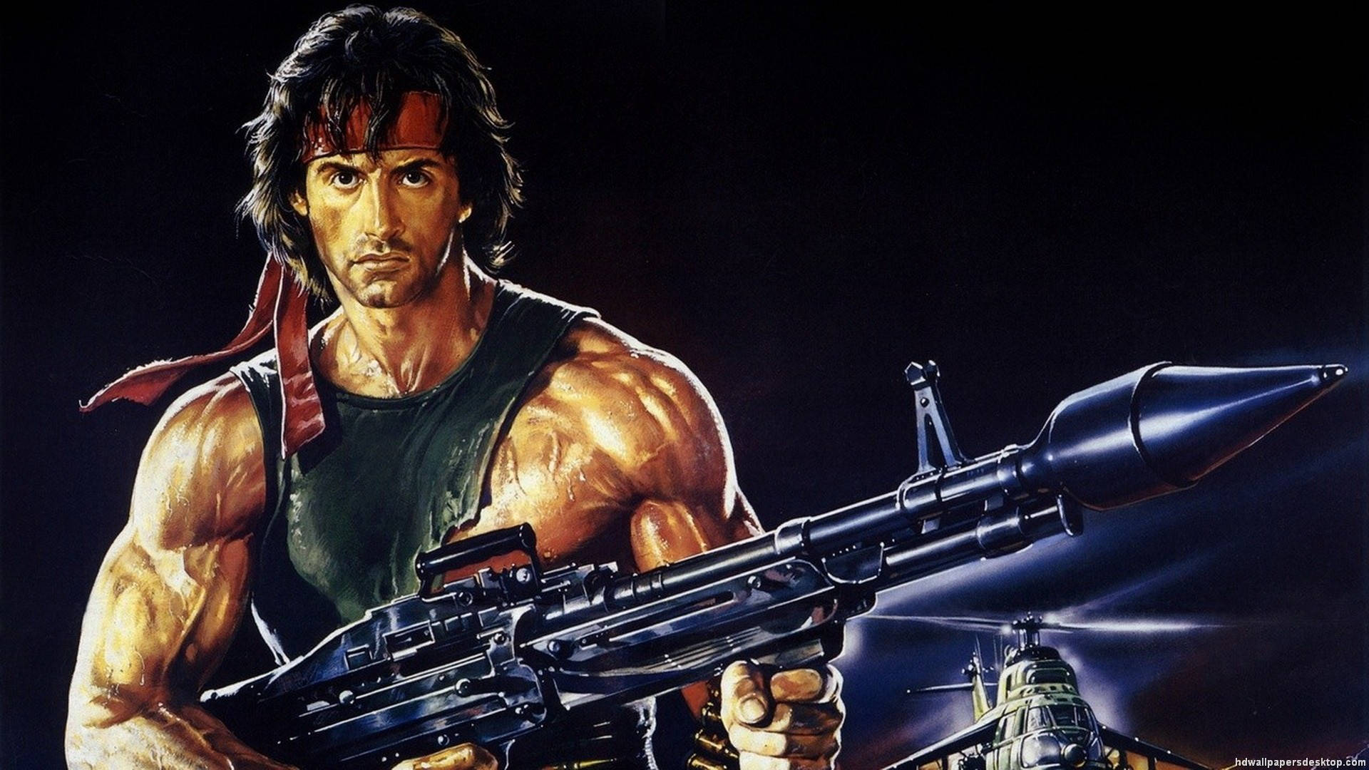 Artă Rambo cu pușcă și grenadă Fundal