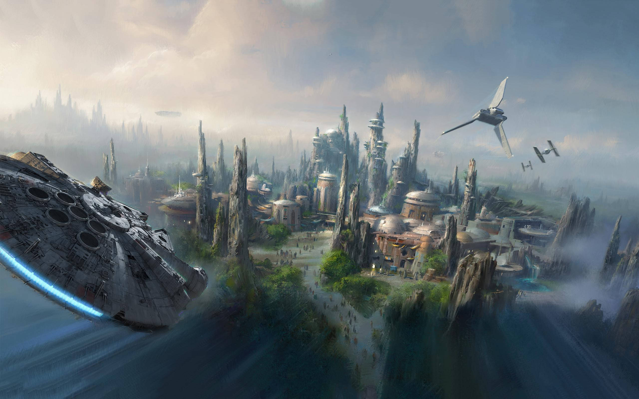Artă ultra-wide 4K Star Wars Land Disney Fundal