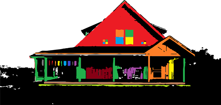 Artă vectorială colorată de casă la țară Fundal