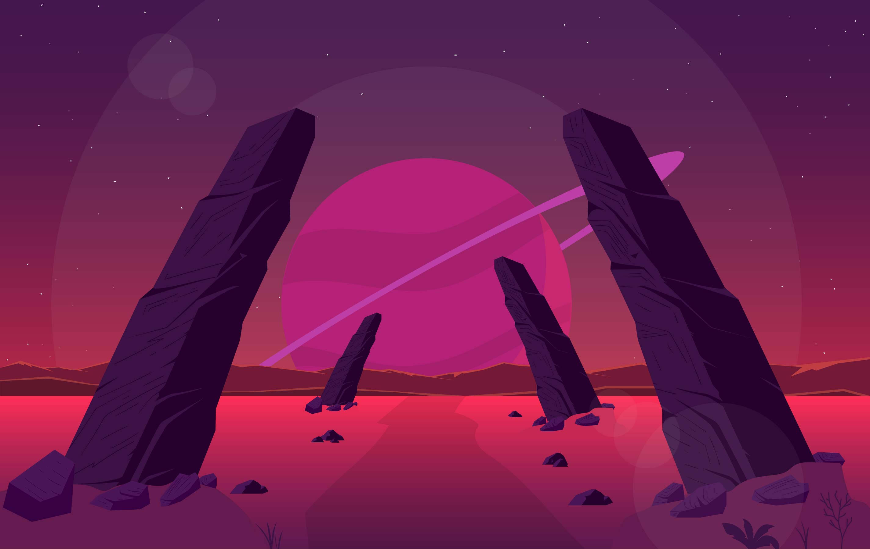 Artă vectorială Stonehenge roz Fundal