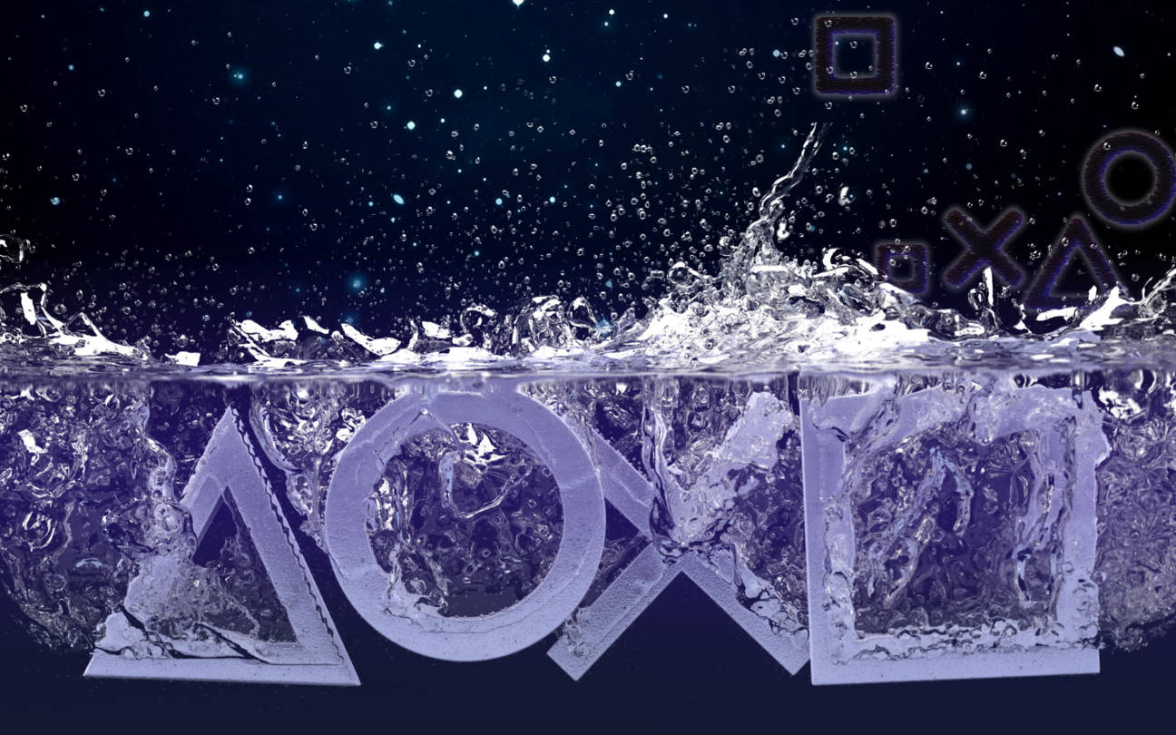 Artă violetă cu logo PS4 în apă Fundal