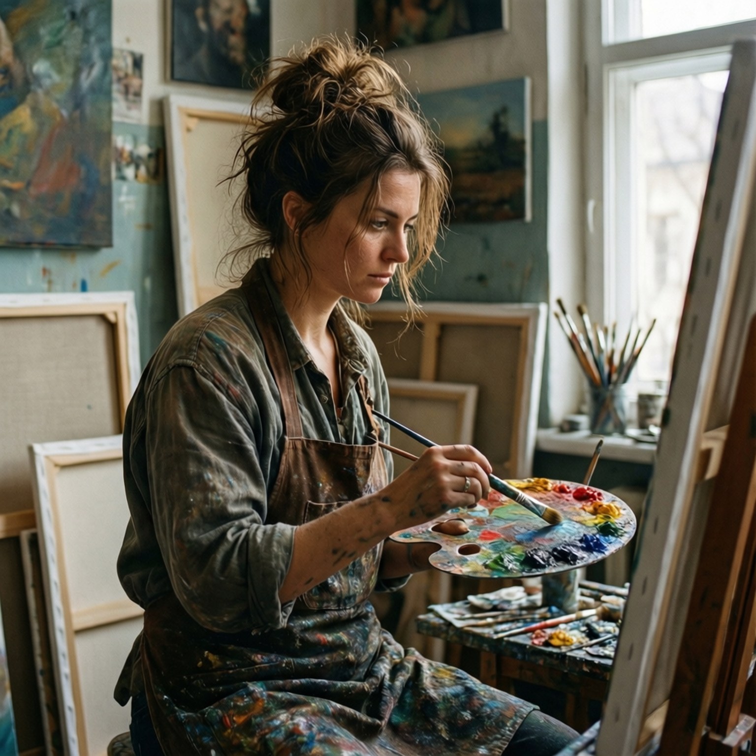 Artistă în studio Fundal