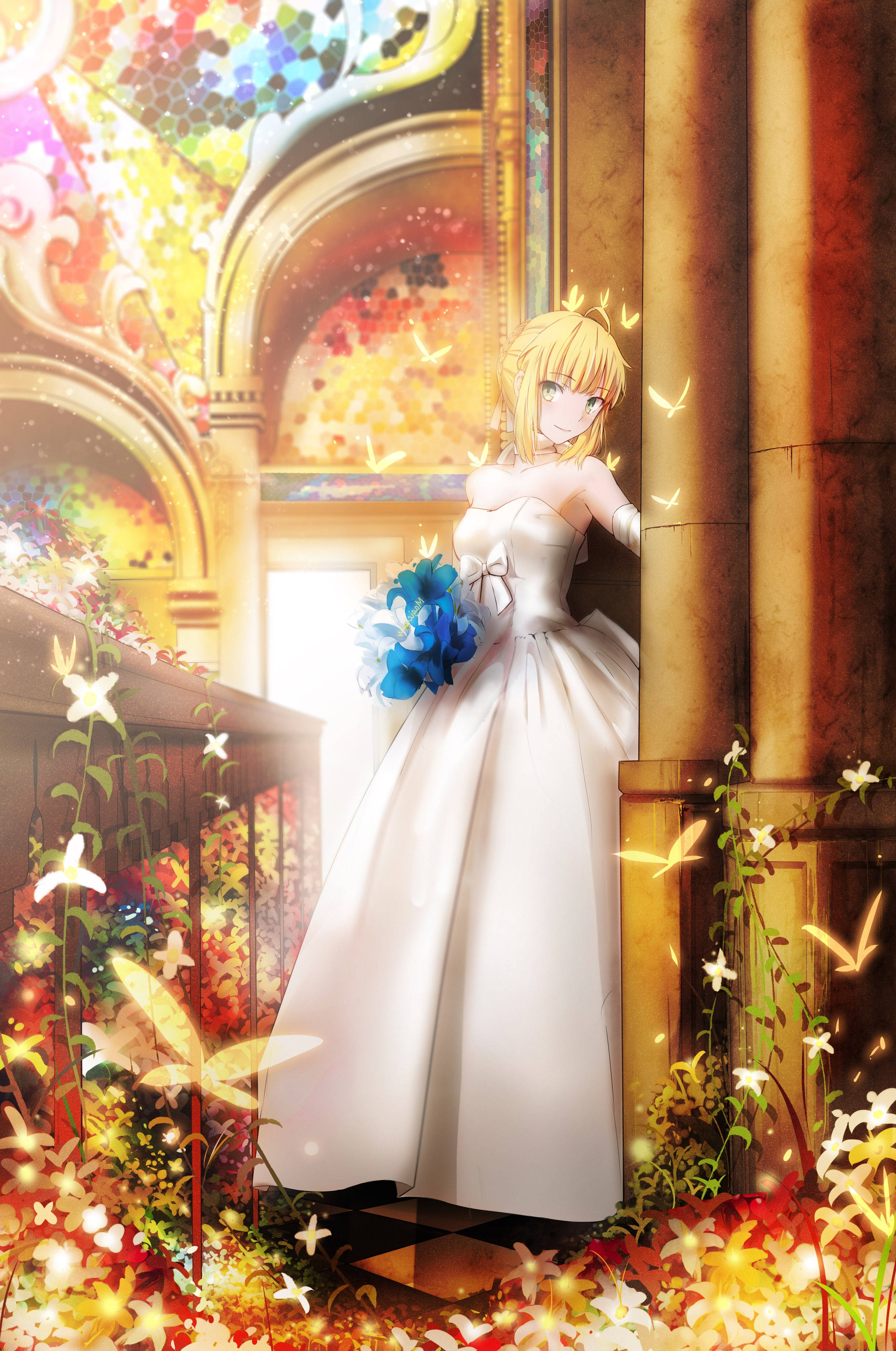 Artoria Pendragon Wedding Dress Fundal