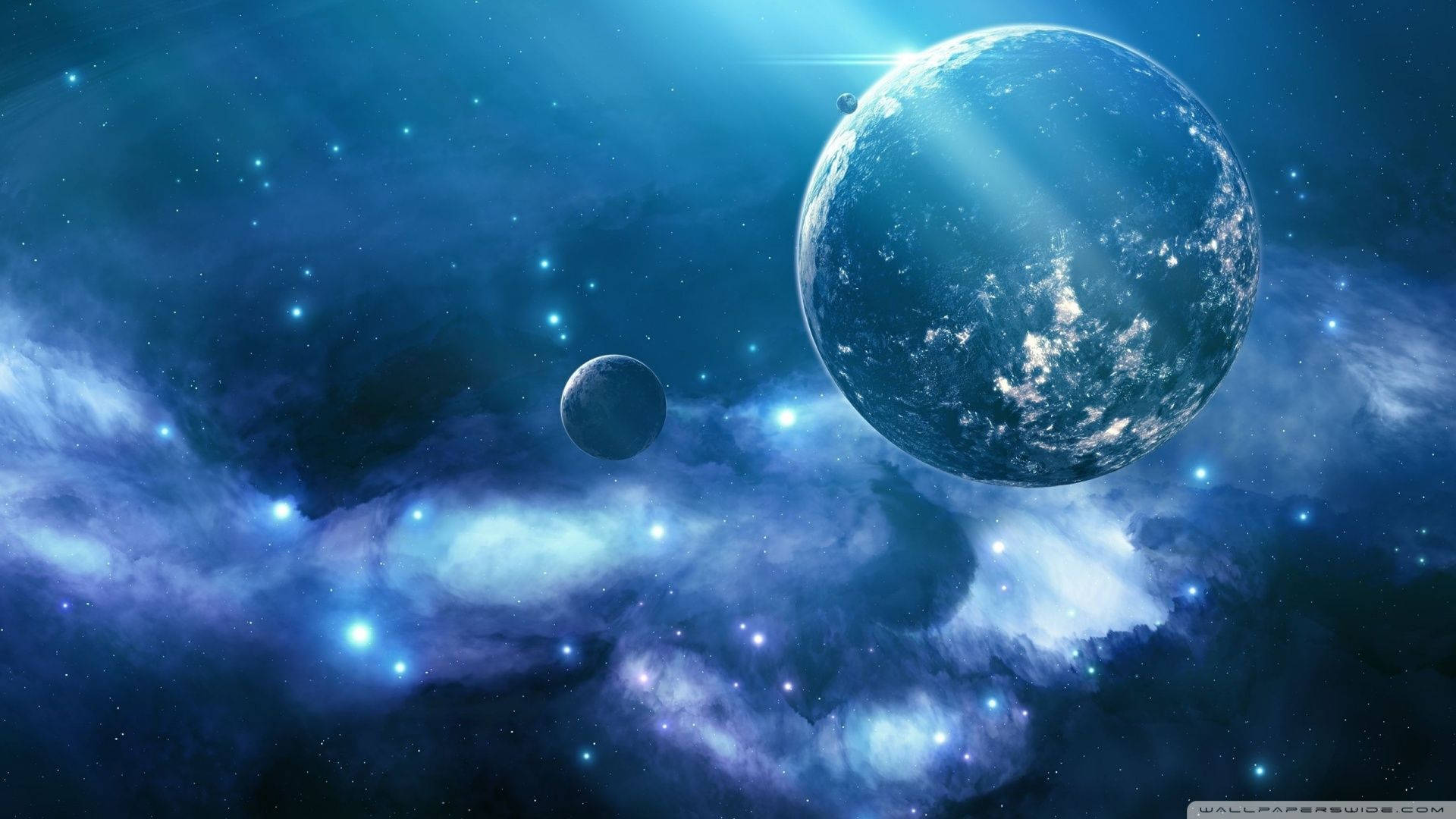 Asteroizi, gaze și stele luminează o galaxie cerească Fundal