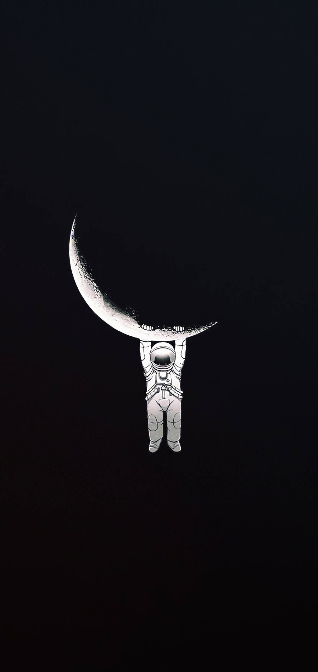 Astronaut Agățat de Lună pe Fundal Negru Cool Fundal