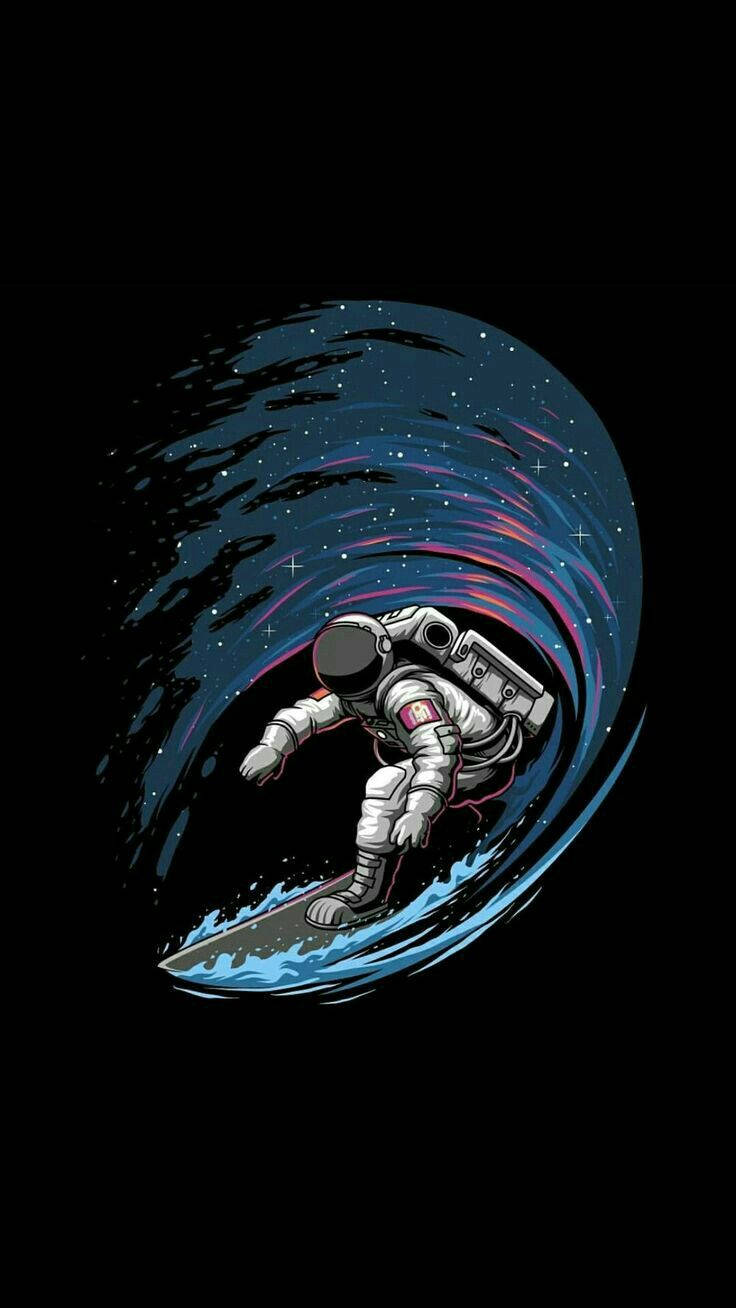 Astronaut Cool care navighează pe valuri Fundal