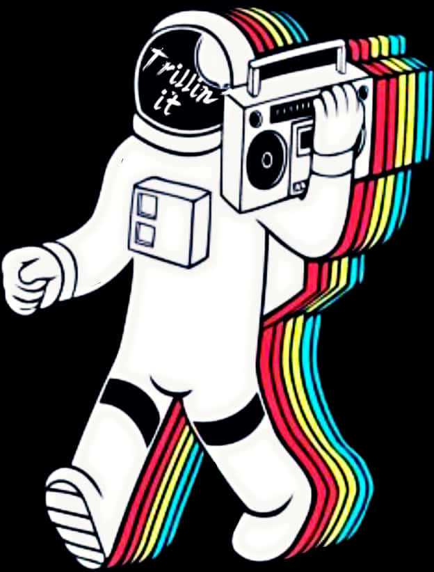 Astronaut cu Boombox Art Fundal
