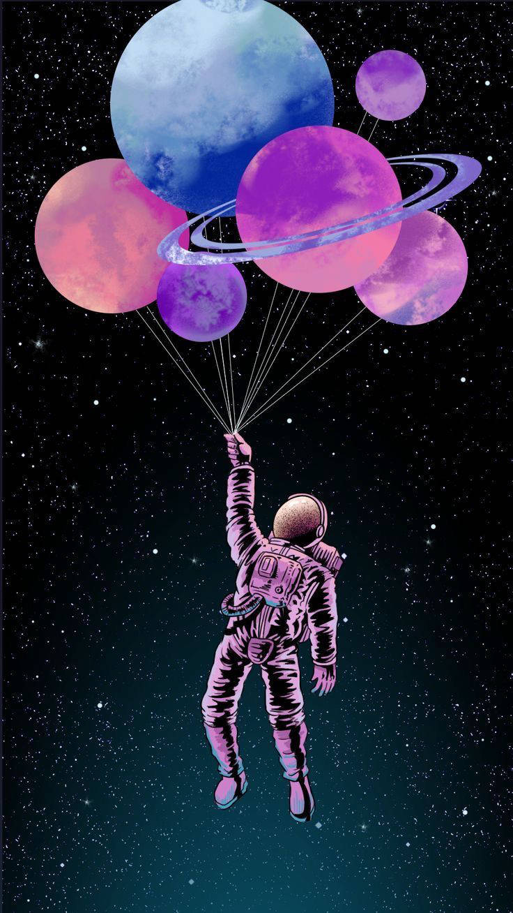 Astronaut estetic zburător pentru iPhone Fundal