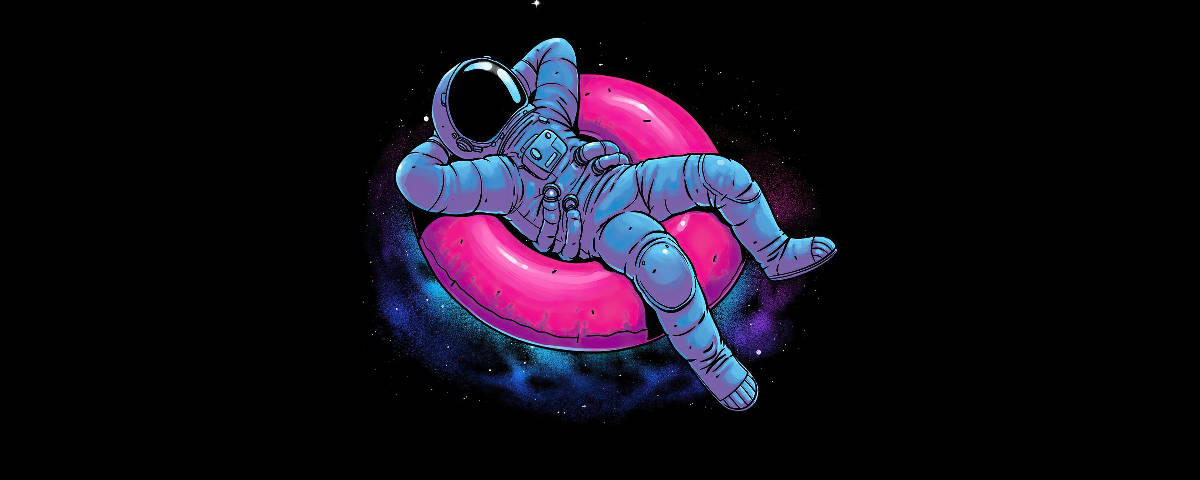 Astronaut pe plutitor roz neon 1200x480 Fundal